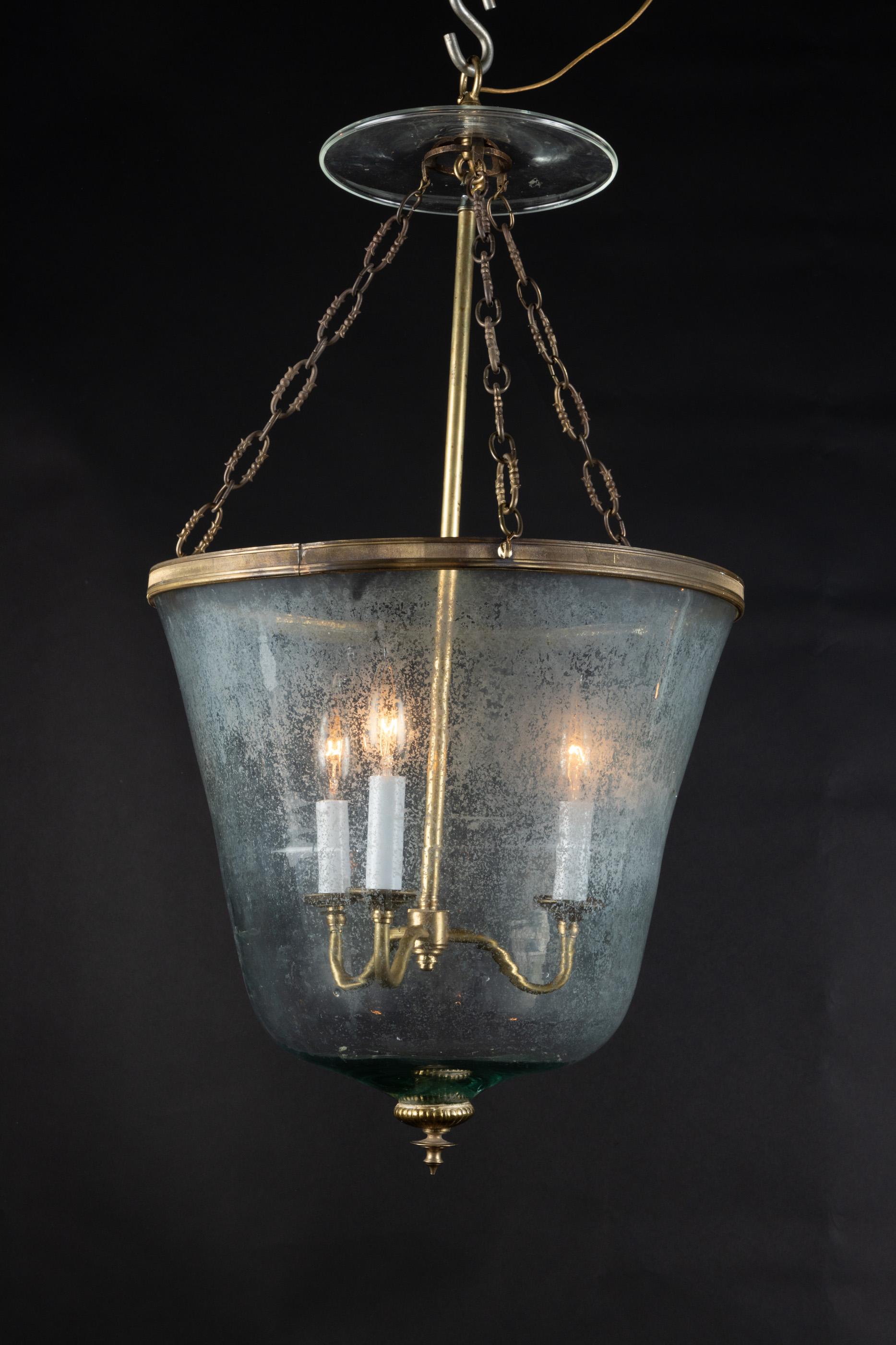 XIXe siècle Ancienne lanterne globe melon en verre soufflé à la main en vente