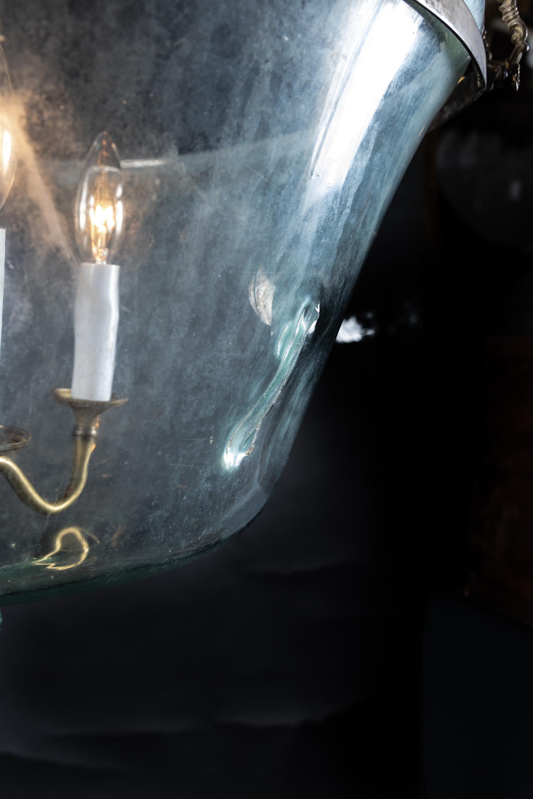 Antike mundgeblasene Melonkugel-Laterne aus Glas (19. Jahrhundert) im Angebot