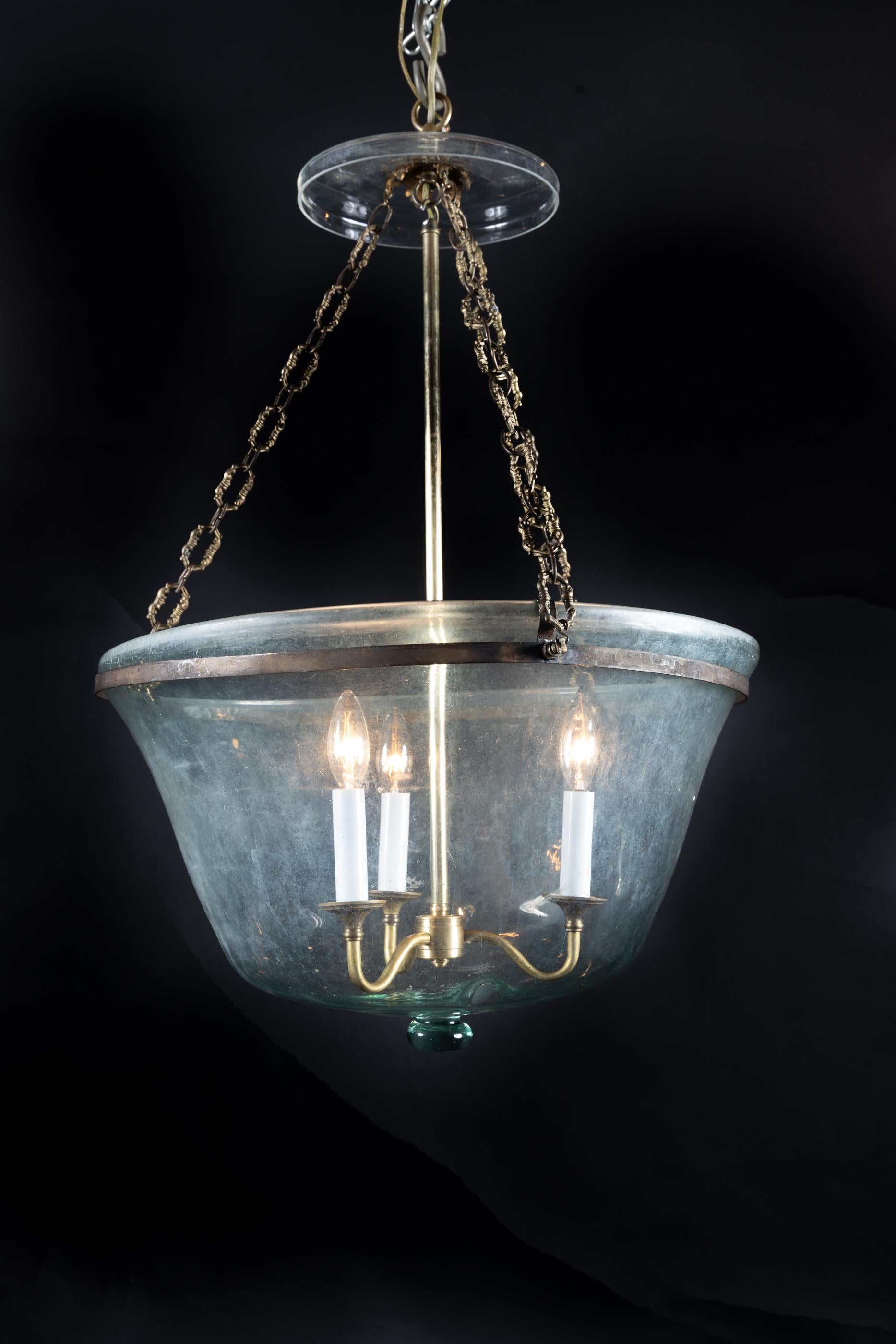 Antike mundgeblasene Melonkugel-Laterne aus Glas im Angebot 1