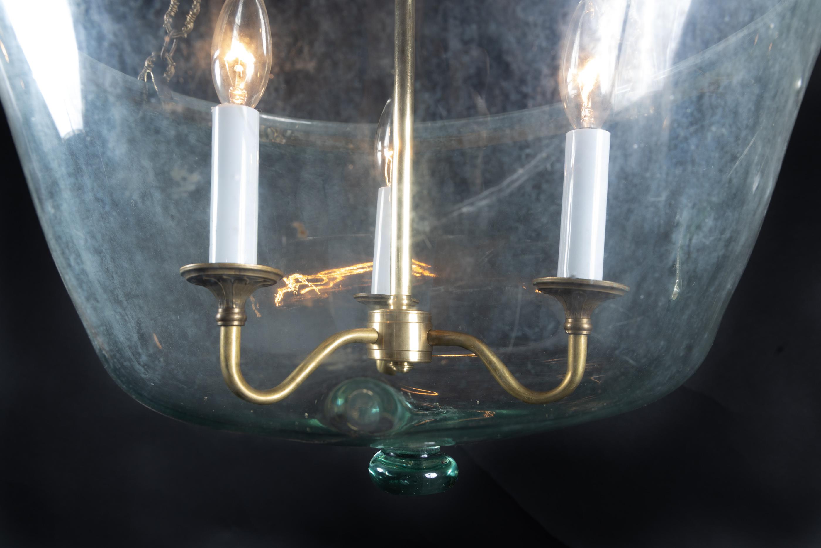 Antike mundgeblasene Melonkugel-Laterne aus Glas im Angebot 2