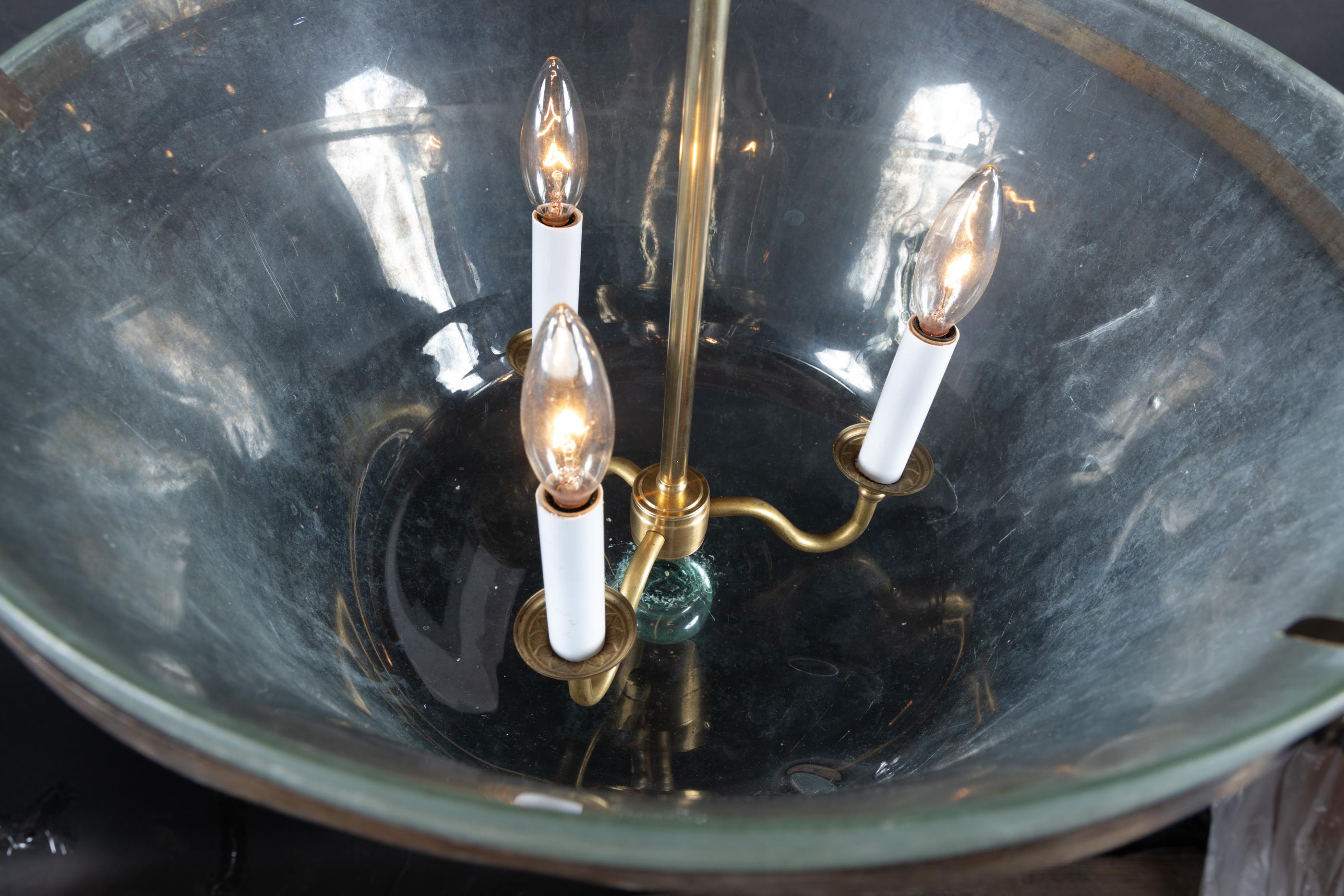 Antike mundgeblasene Melonkugel-Laterne aus Glas im Angebot 3