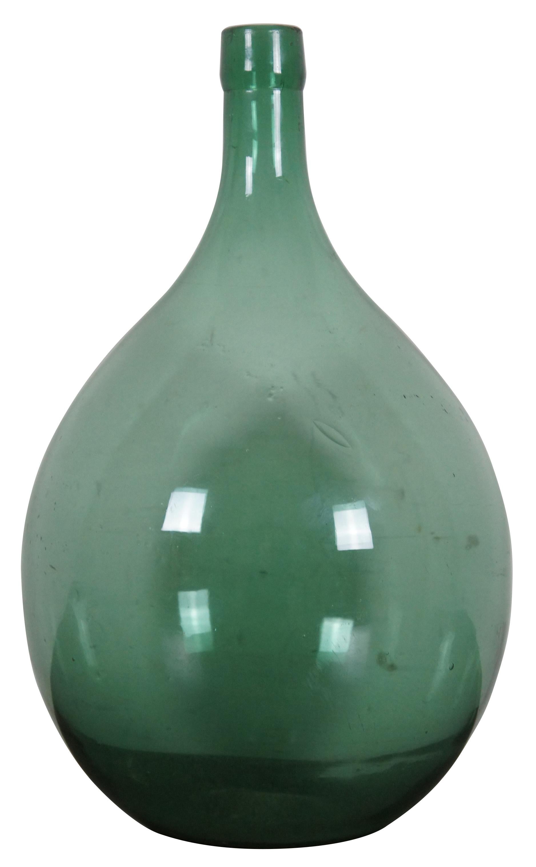 Large Hand Blown Green Bubble Art Glass Balloon Vase