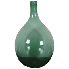 Antique Hand Blown Green Glass French Wine Demijohn Bonbonne Bottle Jug