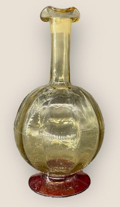 Antique Hand Blown Murano Italian Art Glass Ruby Footed Decanter