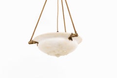 Antique Hand Carved Alabaster Plafonnier Ceiling Light Pendant, C.1910