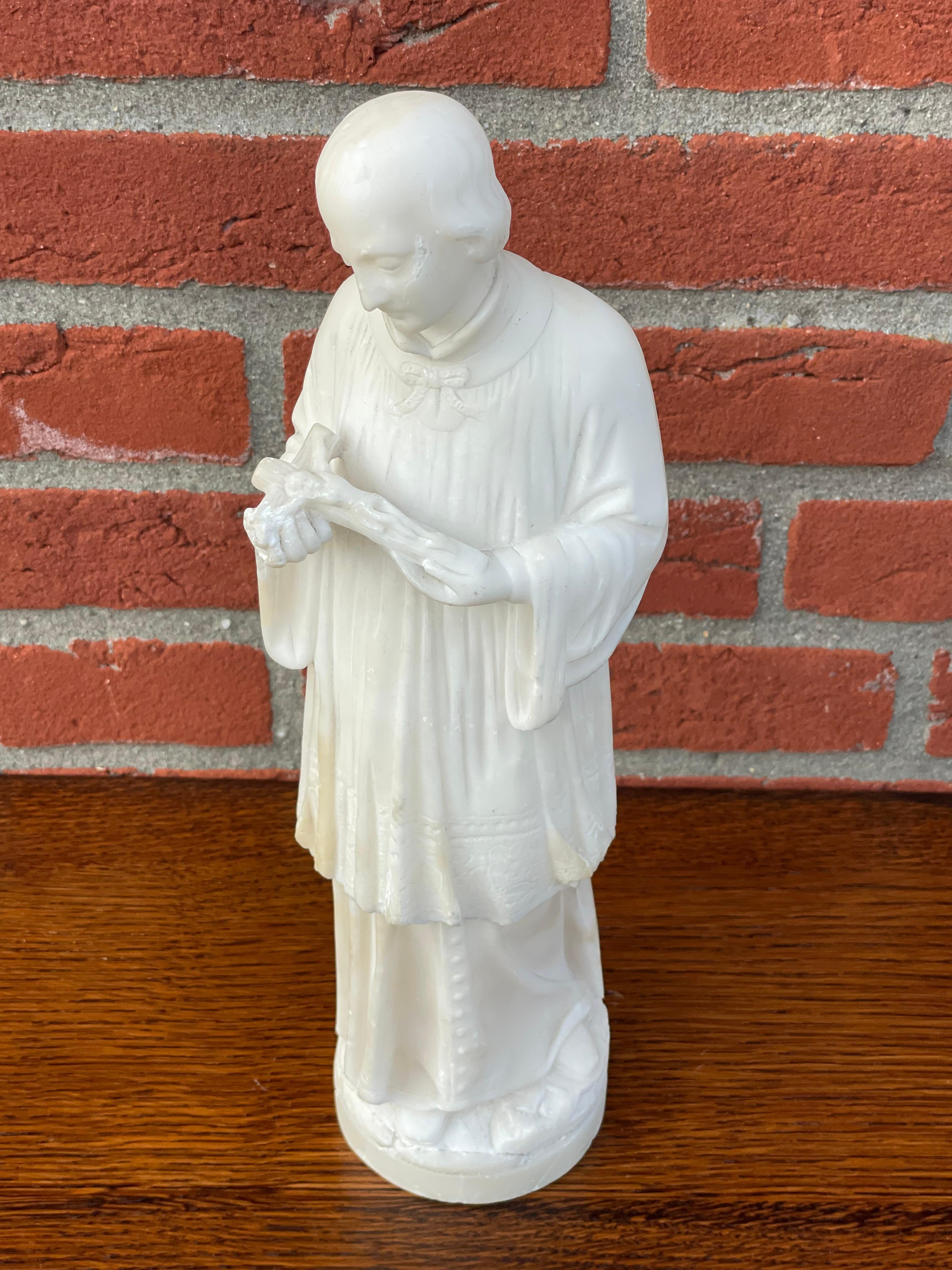 Antique, hand carved Italian work of religious art.

This Gerard Majella sculpture is another one of our recent rare finds. Also, because this could very well have been a grand tour purchase of a very well-to-do traveler. This Italian born Saint was