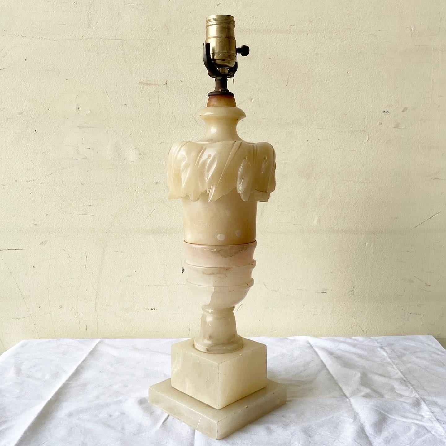 carved alabaster lamp