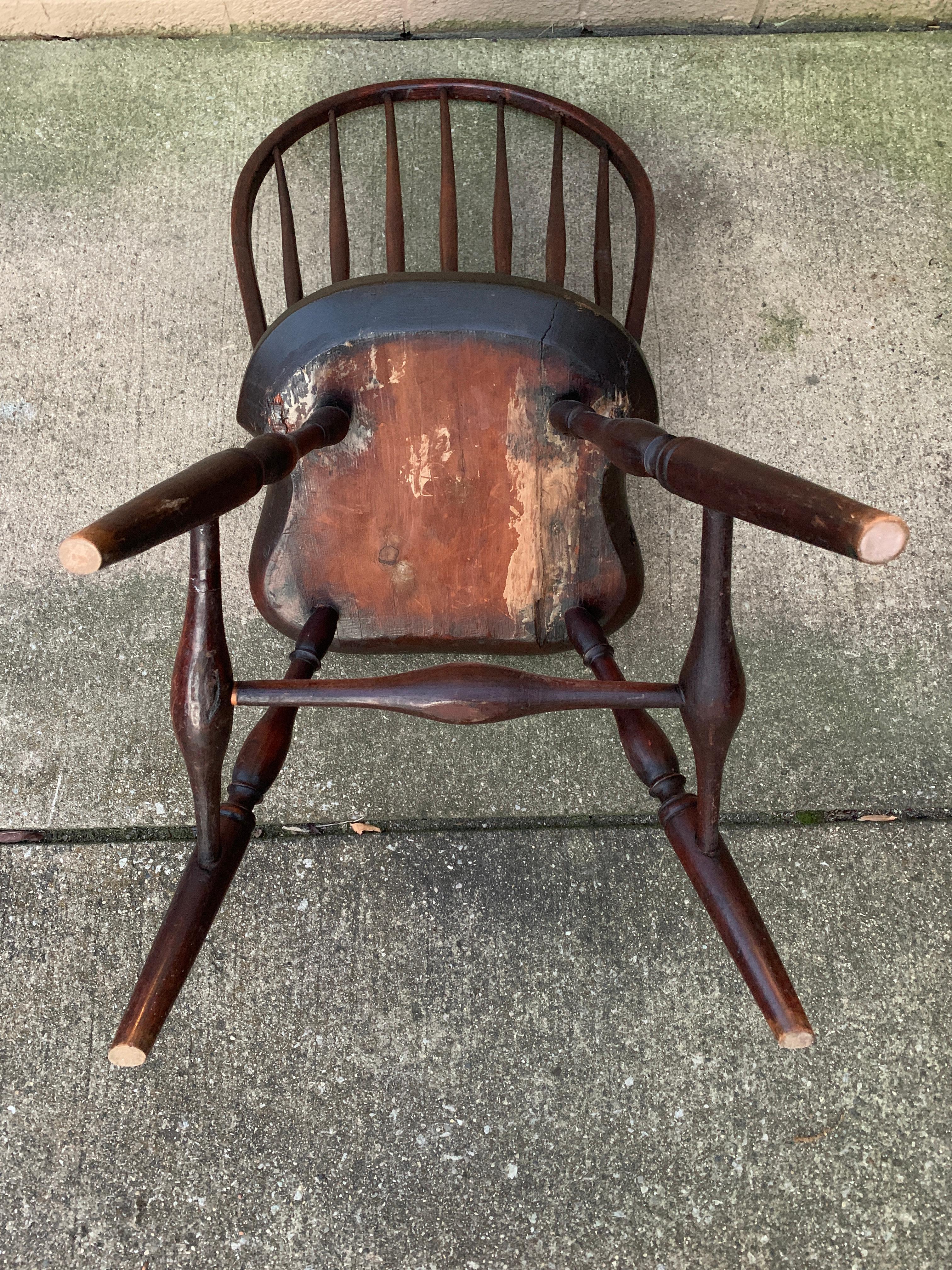 Ancienne chaise américaine Windsor sculptée à la main, vers 1790 en vente 11
