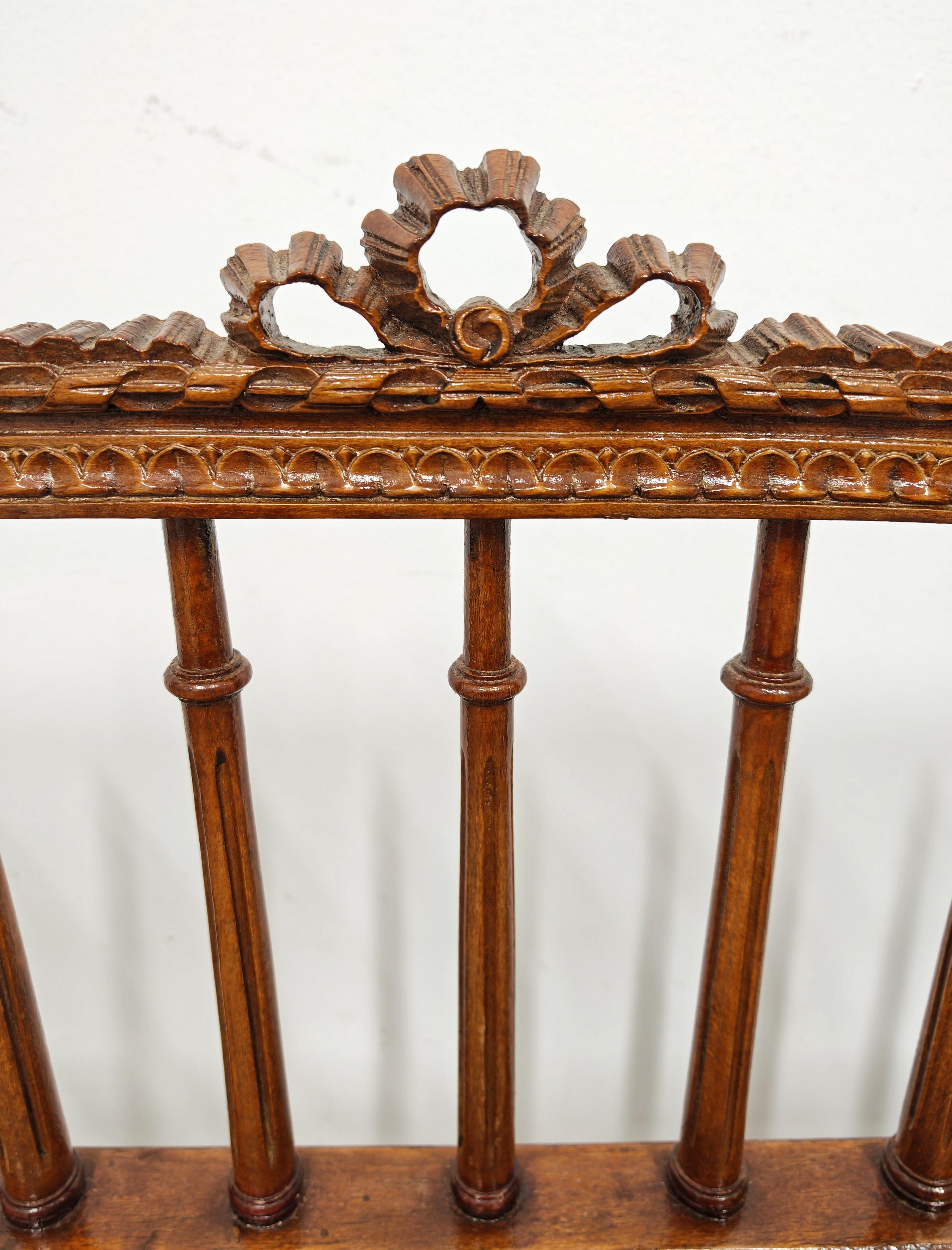 Antique hand-carved Bench done in style of Louis XVI with hand-woven cane seat For Sale 2