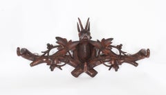 Antique Hand Carved Black Forest Chamois Goat's Head Hat &Coat Rack 19th Century