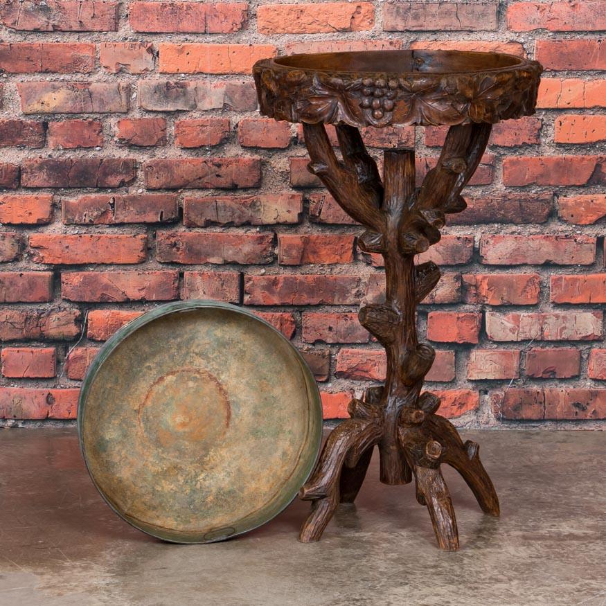 German Antique Hand Carved Black Forest Plant Stand