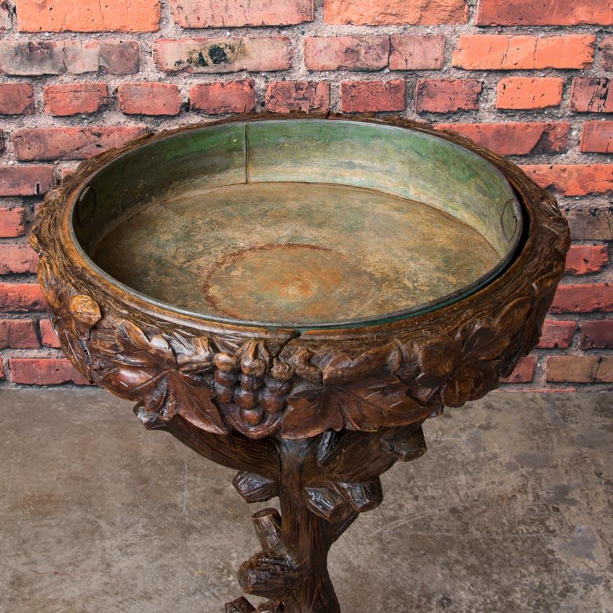 Antique Hand Carved Black Forest Plant Stand In Good Condition In Round Top, TX