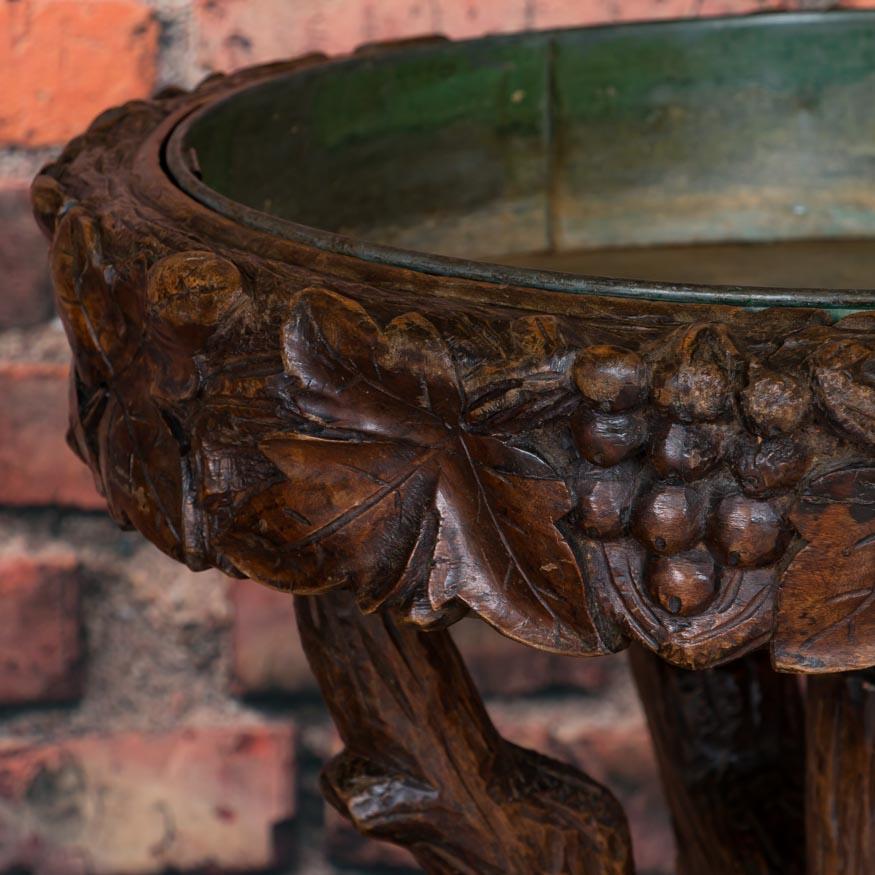 19th Century Antique Hand Carved Black Forest Plant Stand