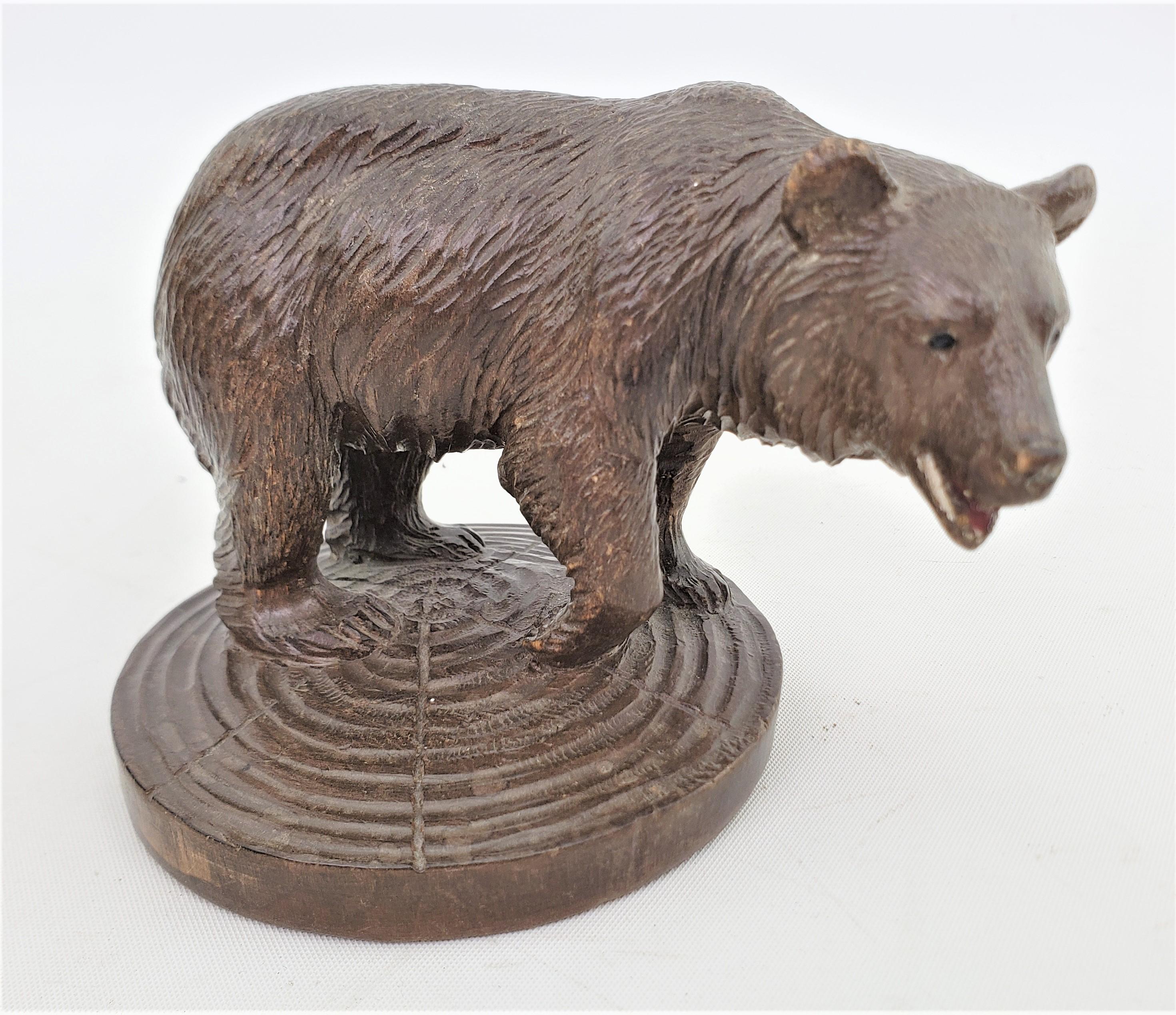 Antique Hand-Carved Black Forest Tobacco Jar or Humidor & Ashtray with Bears For Sale 8