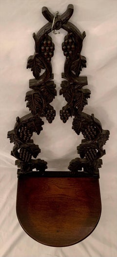 Antique Hand Carved Black Forest Wooden Wall Shelf, Circa 1880