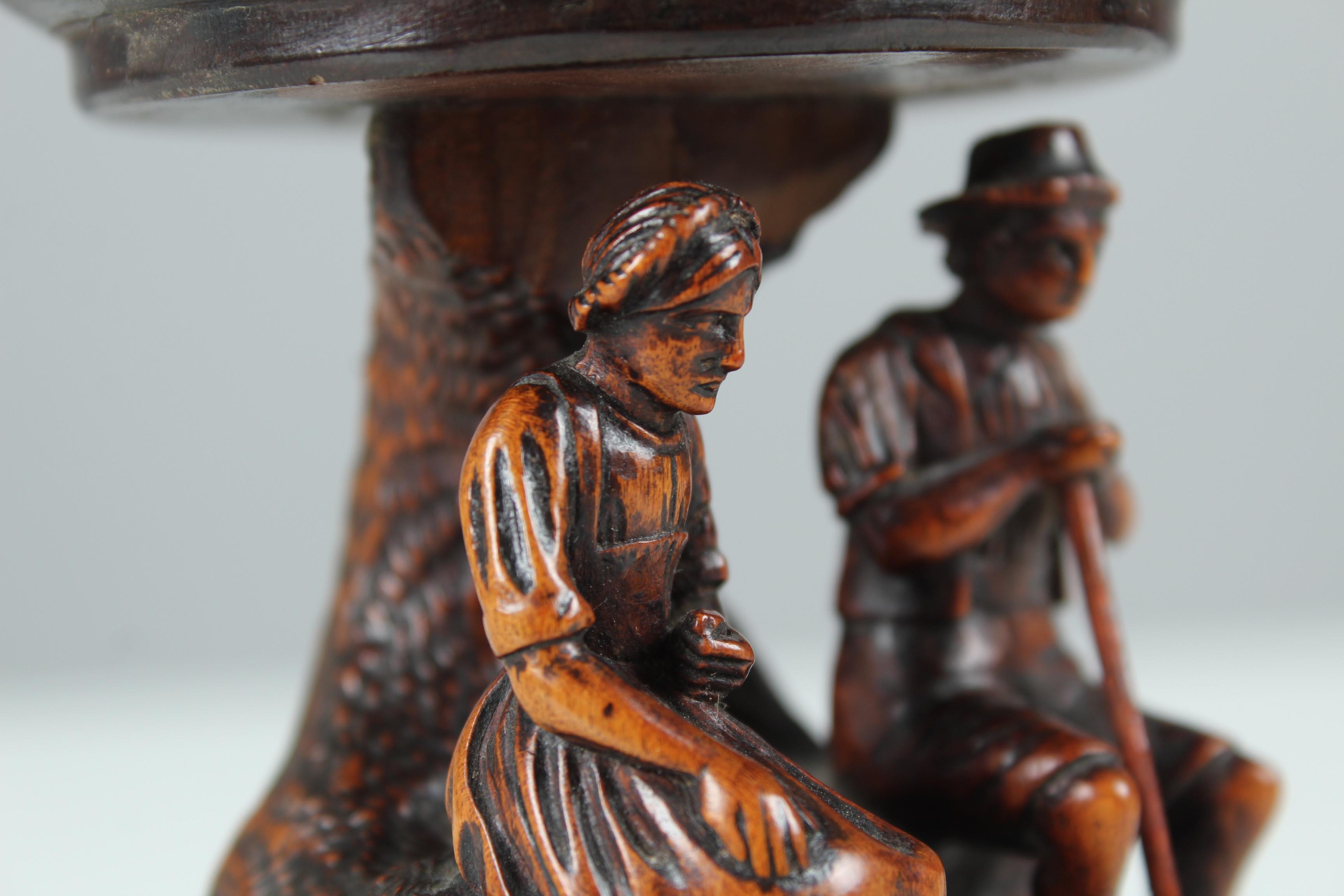 Hand-Carved Antique Hand Carved Bowl, Peasant Couple, Napoleon III., 1840s-1850s For Sale
