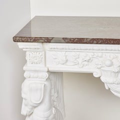 Antique Hand-Carved Carrara Marble Console Table