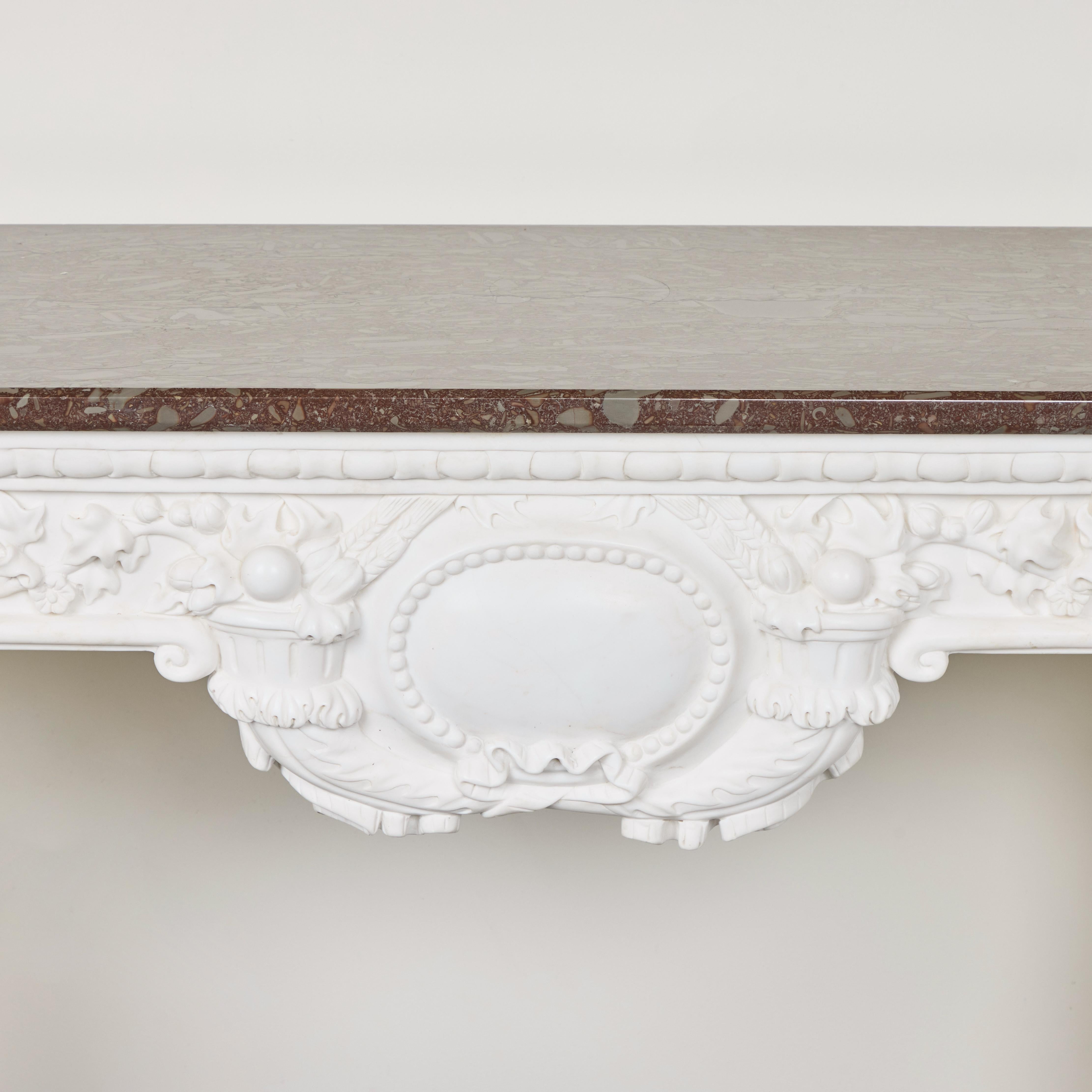 Antique Hand-Carved Carrara Marble Console Table In Good Condition For Sale In Los Angeles, CA