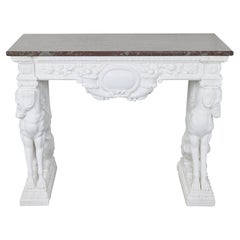 Antique Hand-Carved Carrara Marble Console Table
