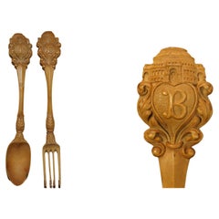 ANTIQUE FORK & SPOON ROYAL ALBERT HALL RETIREMENT, CARACTÉRISTIQUE À LA MAIN, CIRCA 1900