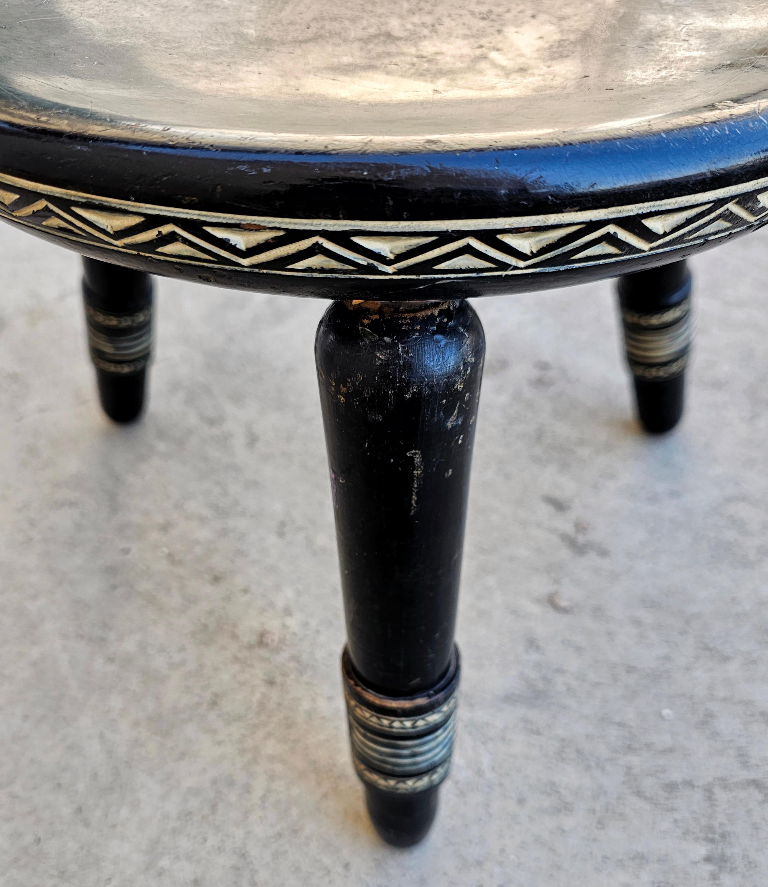 Antique Hand Carved Coffee Table with 6 Stools by Ettore Zacchari, Italy, 1900s For Sale 6