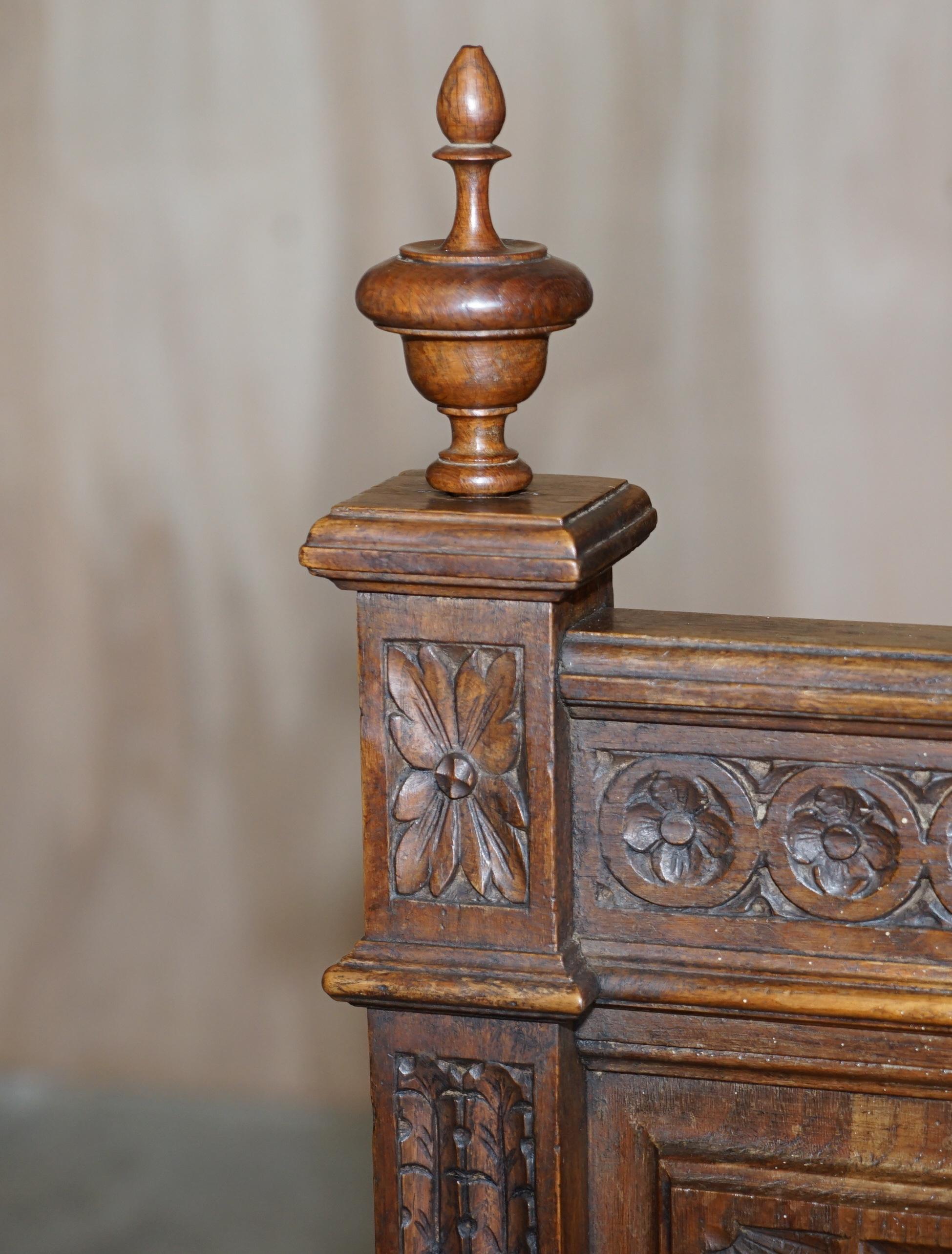 Antique Hand Carved Continental Oak Frame Bedstead Very Nicely Sculpted Part Set For Sale 5