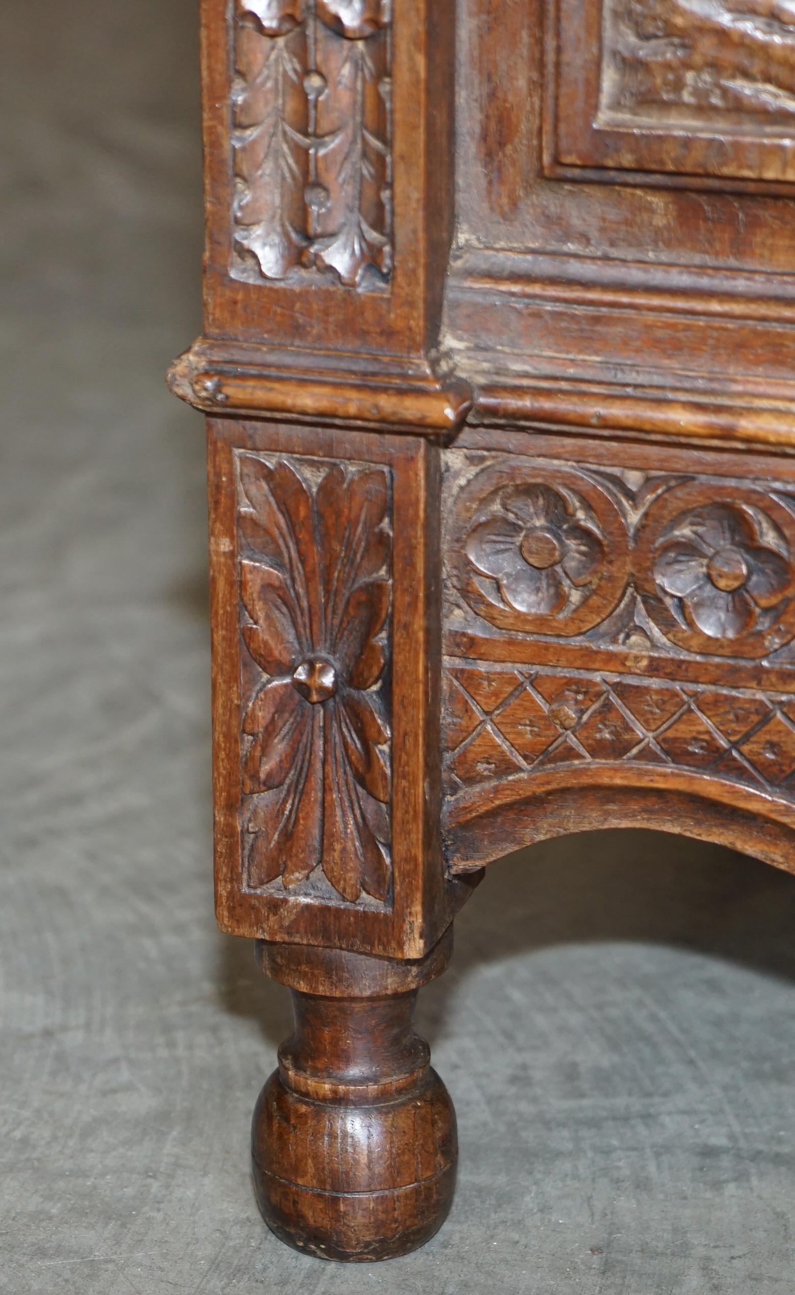 Antique Hand Carved Continental Oak Frame Bedstead Very Nicely Sculpted Part Set For Sale 6