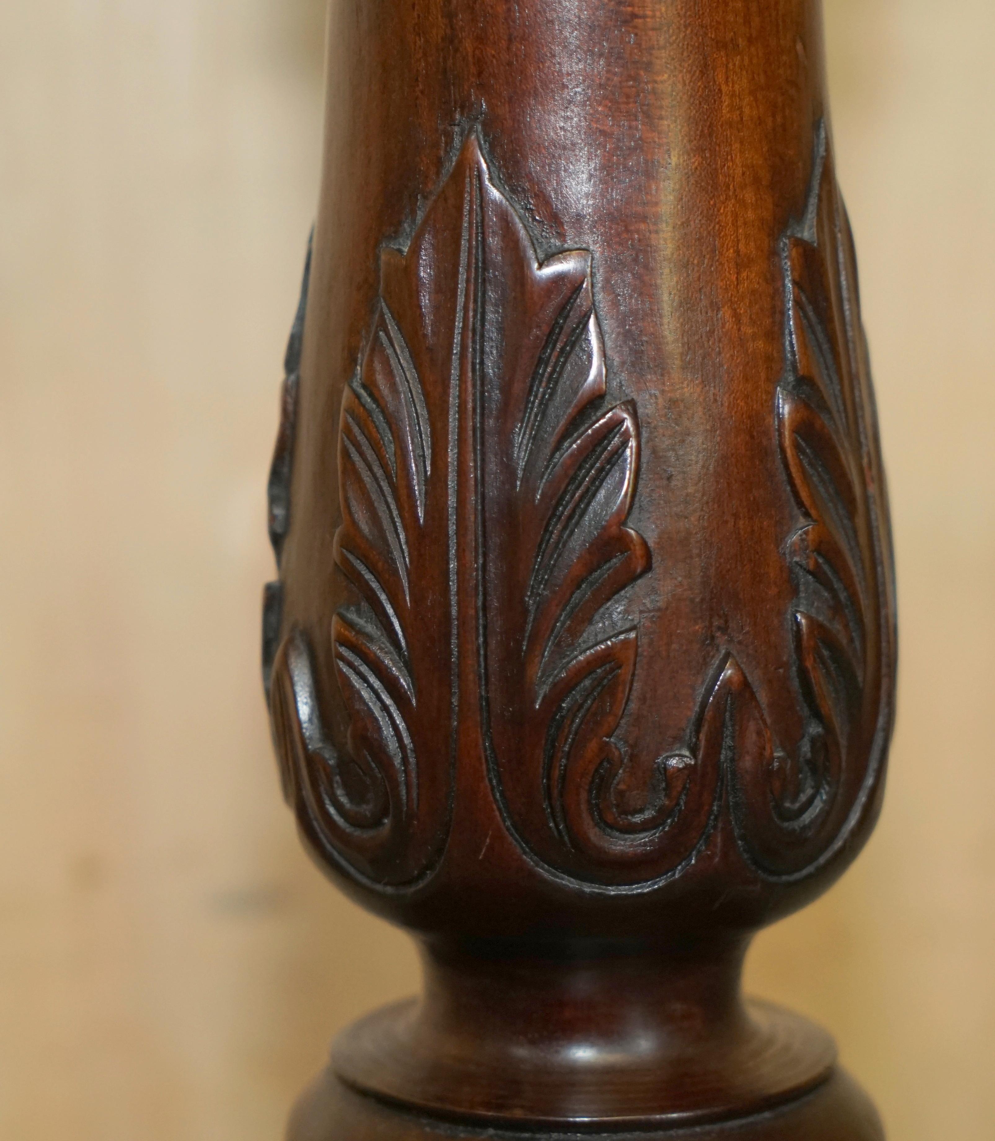 English Antique Hand Carved Corinthian Pillar Jardiniere Stand for Antique Display For Sale