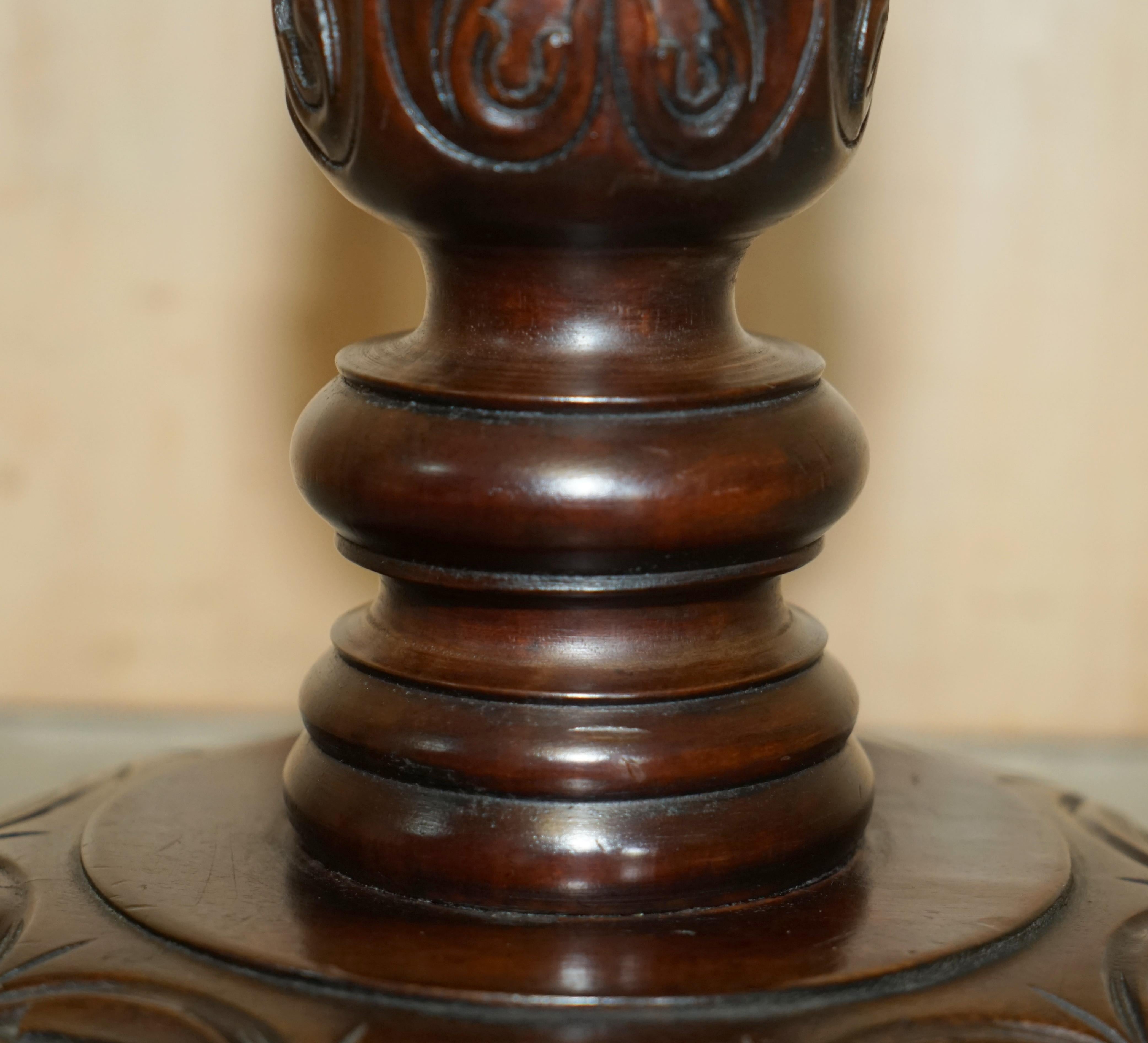 Hand-Crafted Antique Hand Carved Corinthian Pillar Jardiniere Stand for Antique Display For Sale