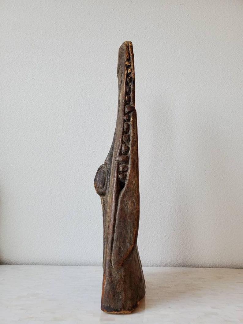 Tribal Antique Hand Carved Crocodile Head Canoe Prow