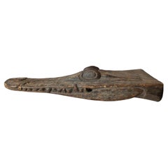 Antique Hand Carved Crocodile Head Canoe Prow