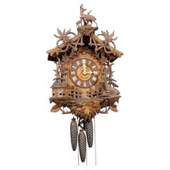 Antiguo reloj de cuco tallado a mano, Black Forest ca. 1900