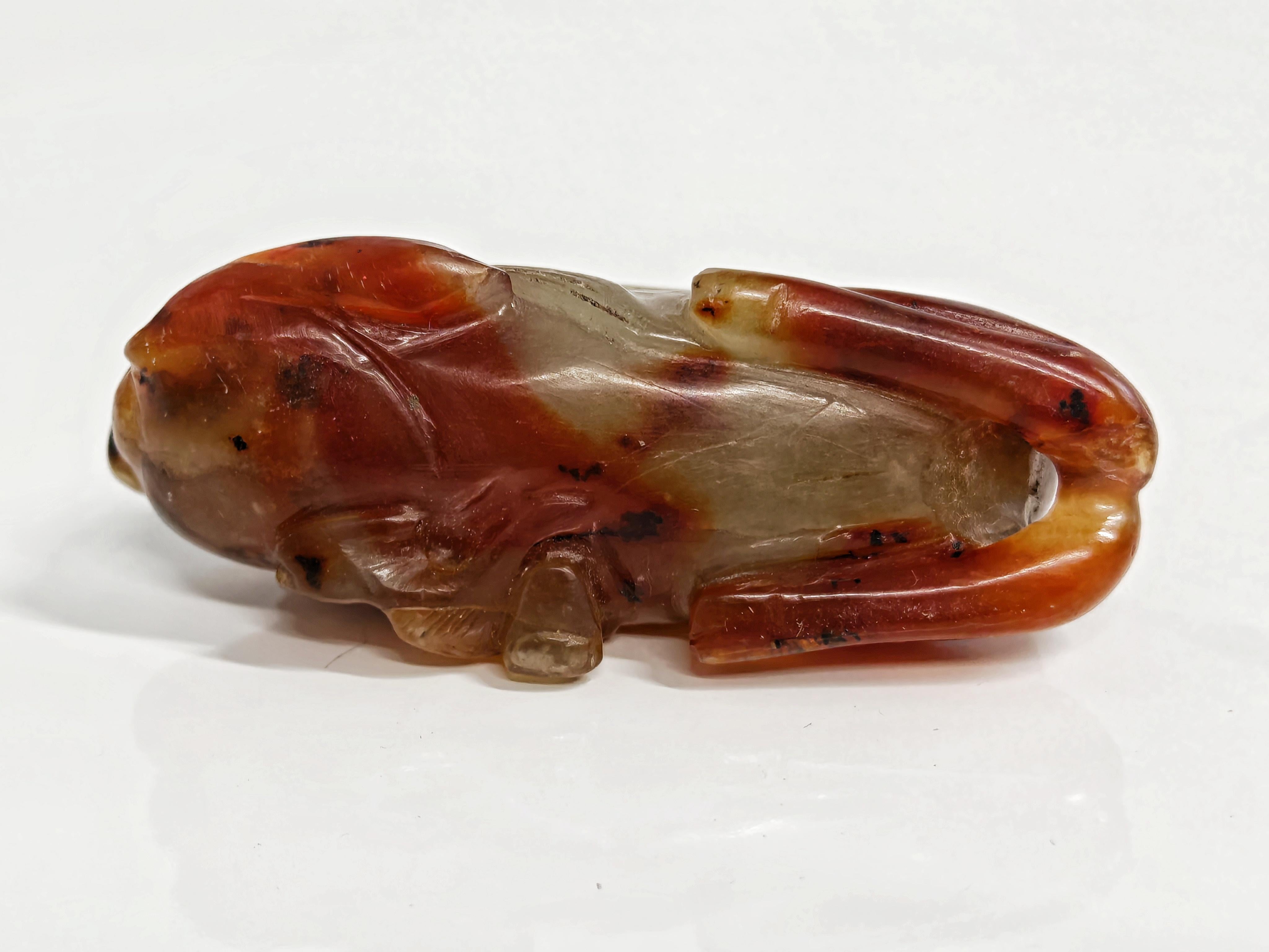 Chinois Figurine ancienne de cerf en pierre d'agate sculptée à la main, Chine 19e siècle en vente