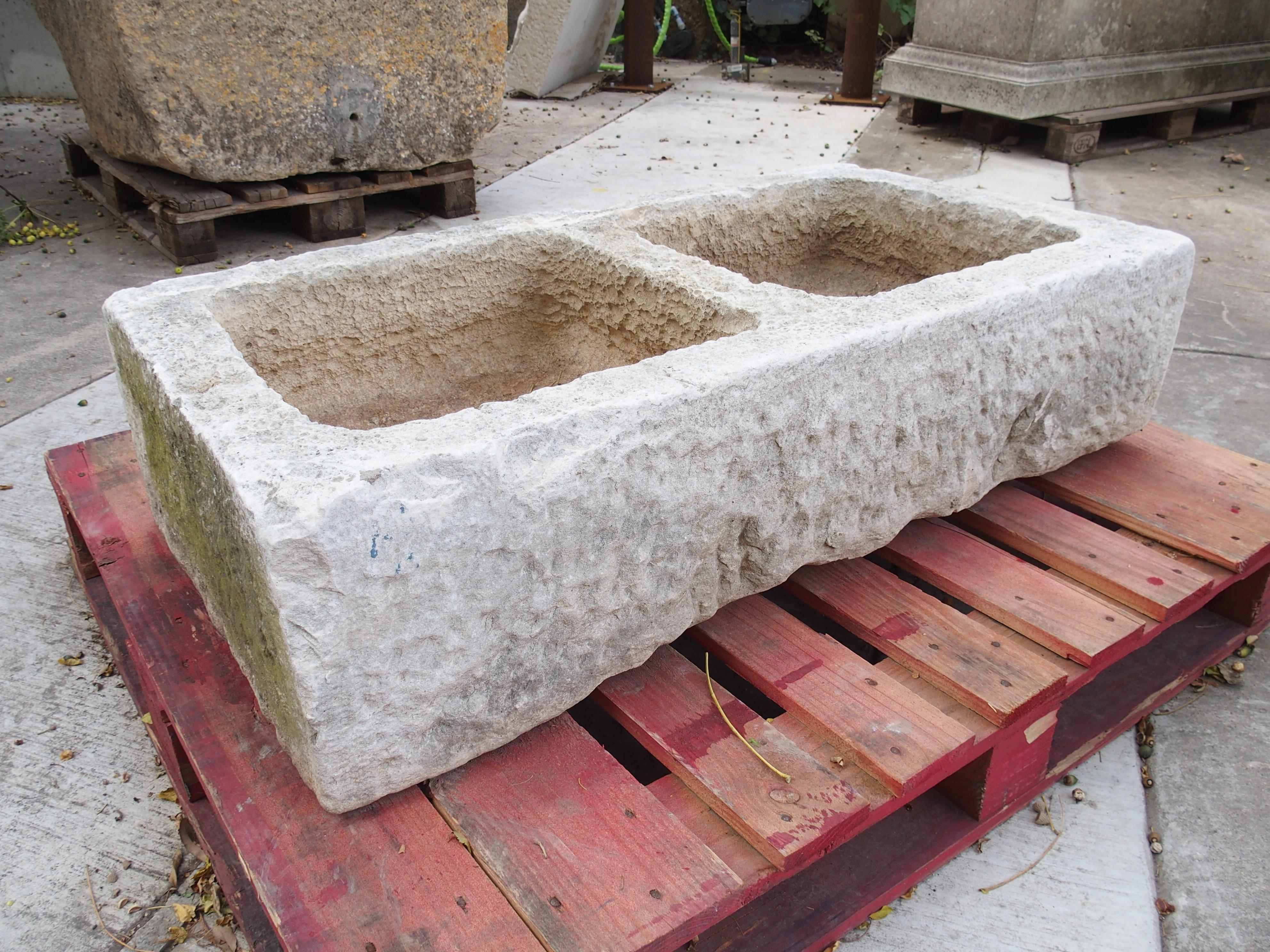 Antique Hand Carved Double Basin Trough Sink from France, 19th Century For Sale 8