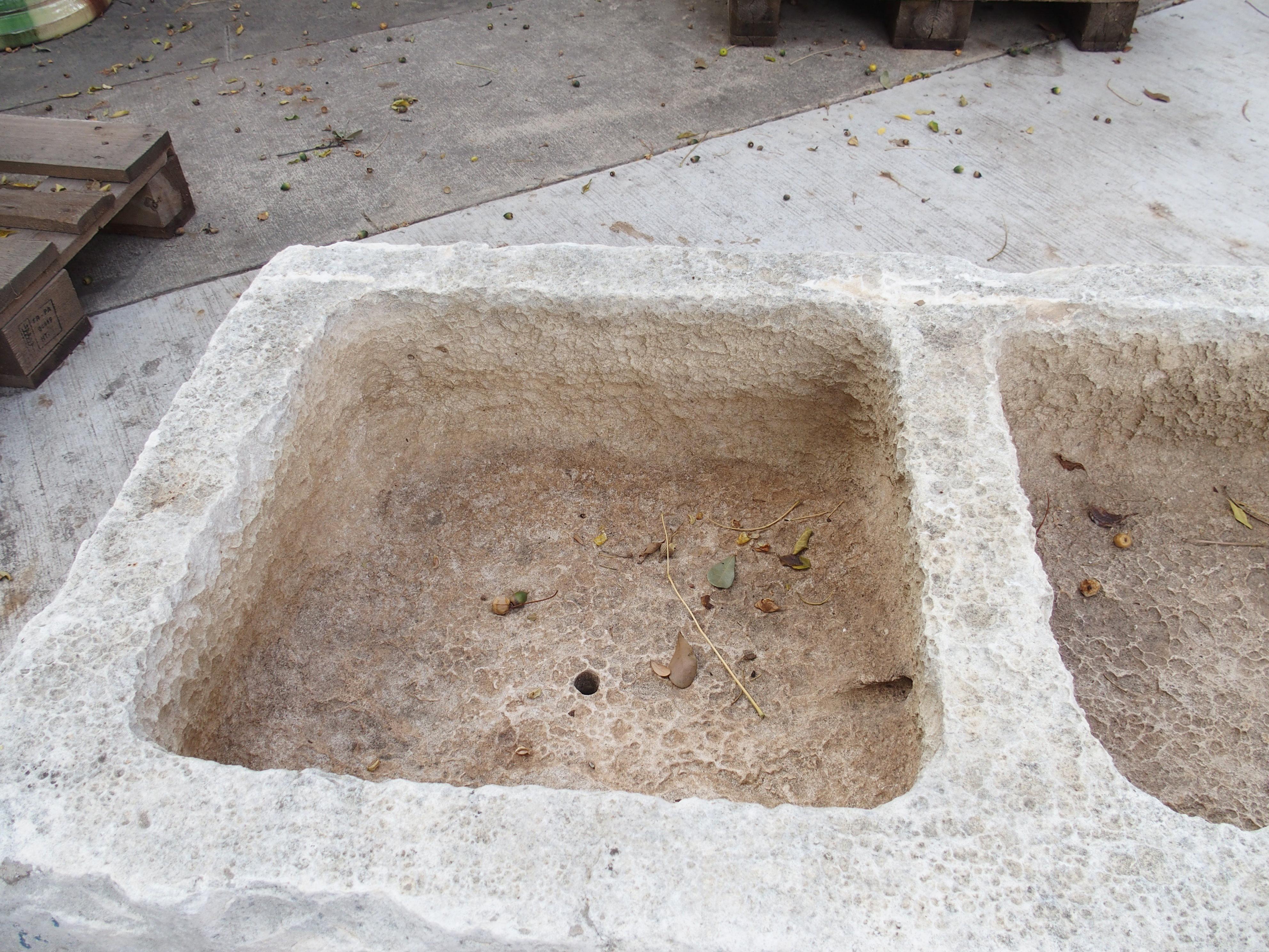 Antique Hand Carved Double Basin Trough Sink from France, 19th Century For Sale 9