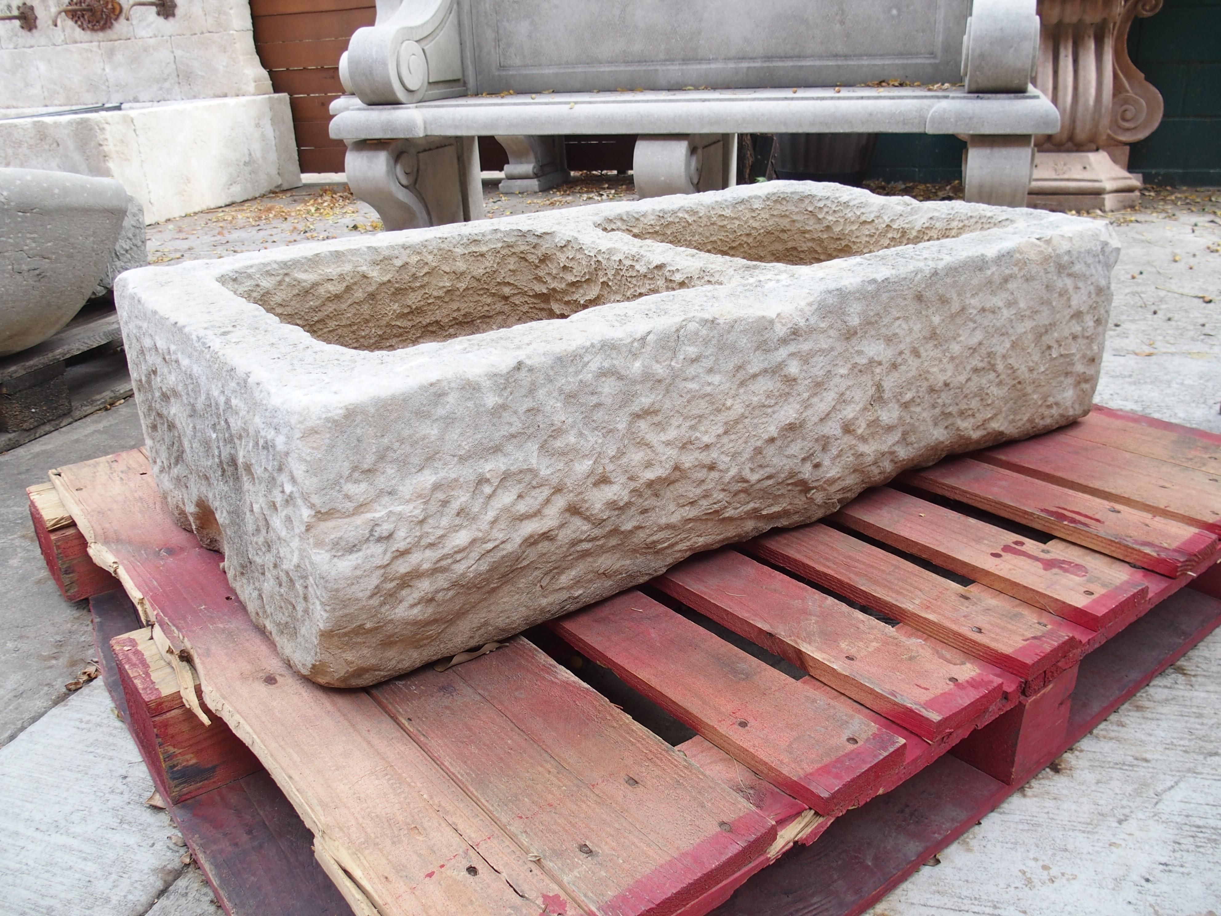 Antique Hand Carved Double Basin Trough Sink from France, 19th Century For Sale 11