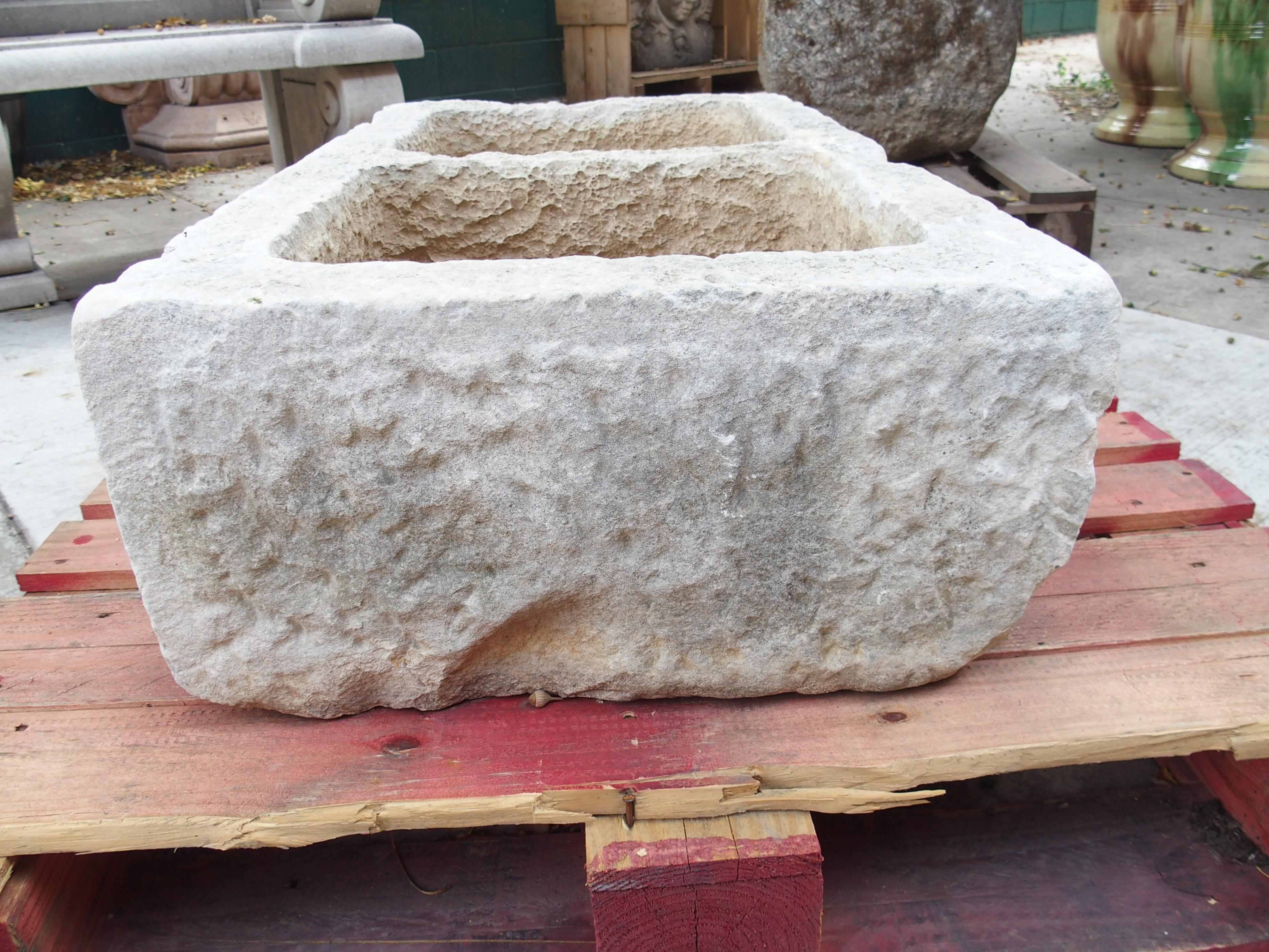 Hand-Carved Antique Hand Carved Double Basin Trough Sink from France, 19th Century For Sale