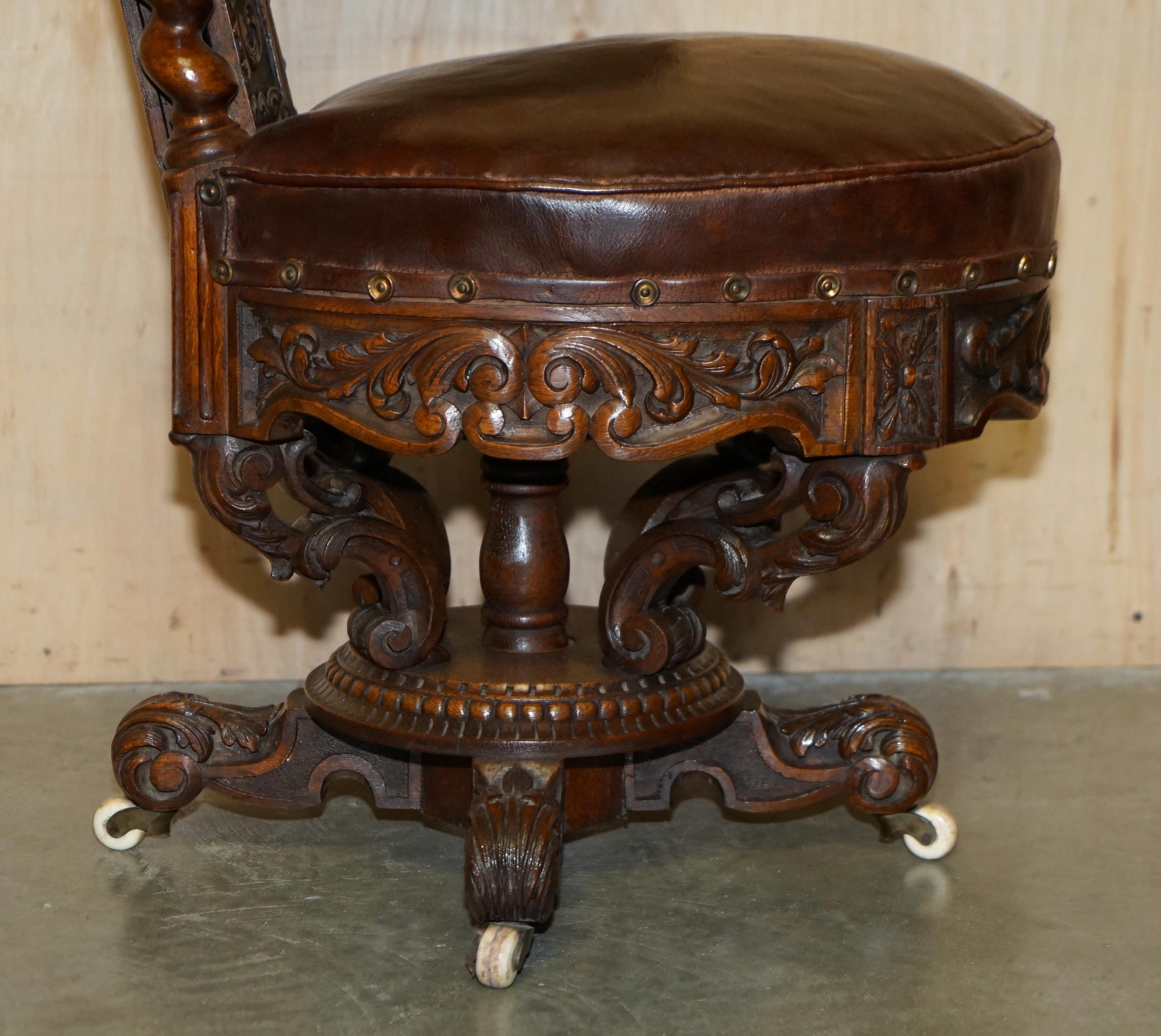 ANTIQUE HAND CARVED ENGLISH 1880 VICTORiAN COCK FIGHTING METAMORPHIC ARMCHAIR For Sale 2