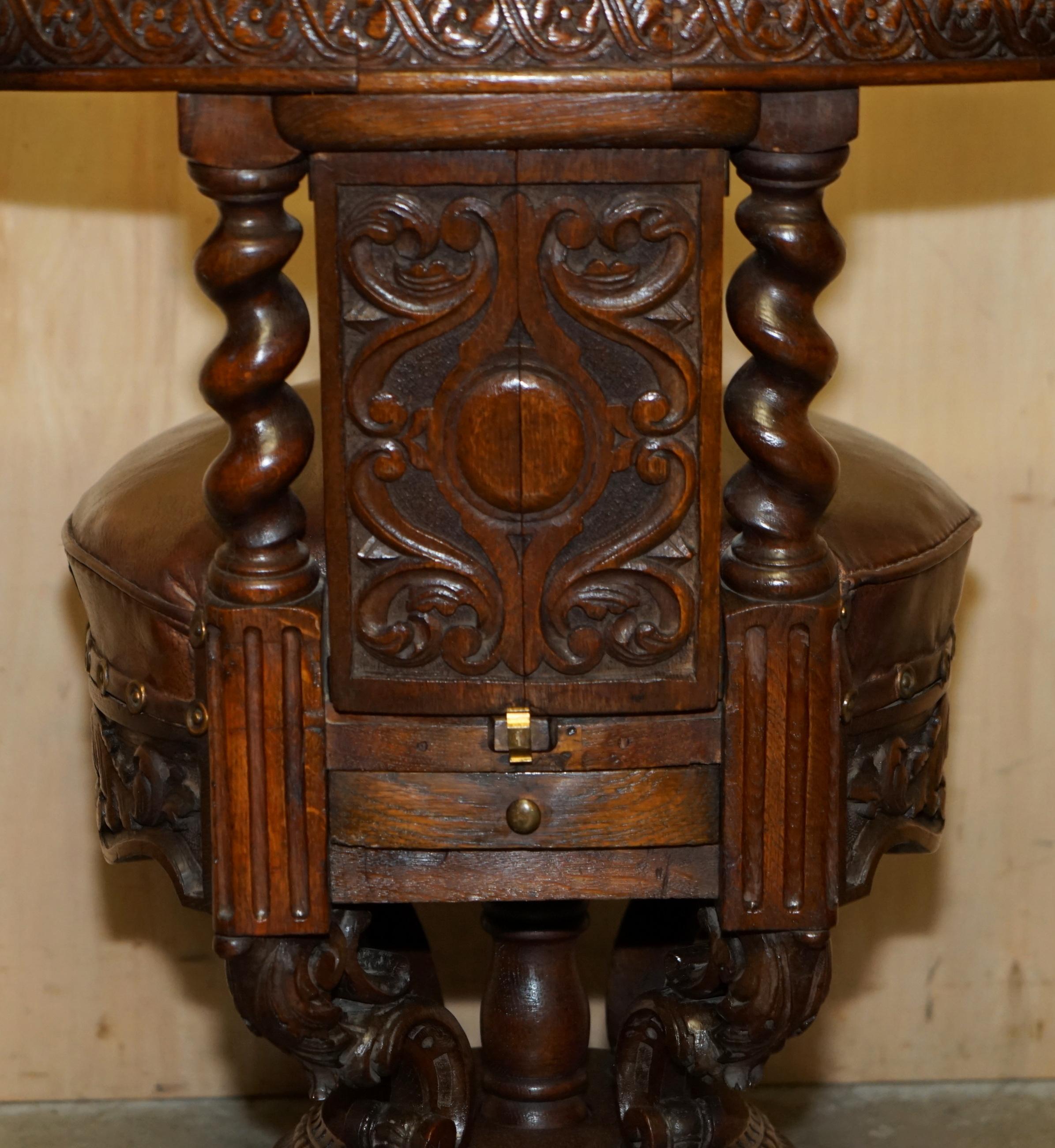 ANTIQUE HAND CARVED ENGLISH 1880 VICTORiAN COCK FIGHTING METAMORPHIC ARMCHAIR For Sale 4