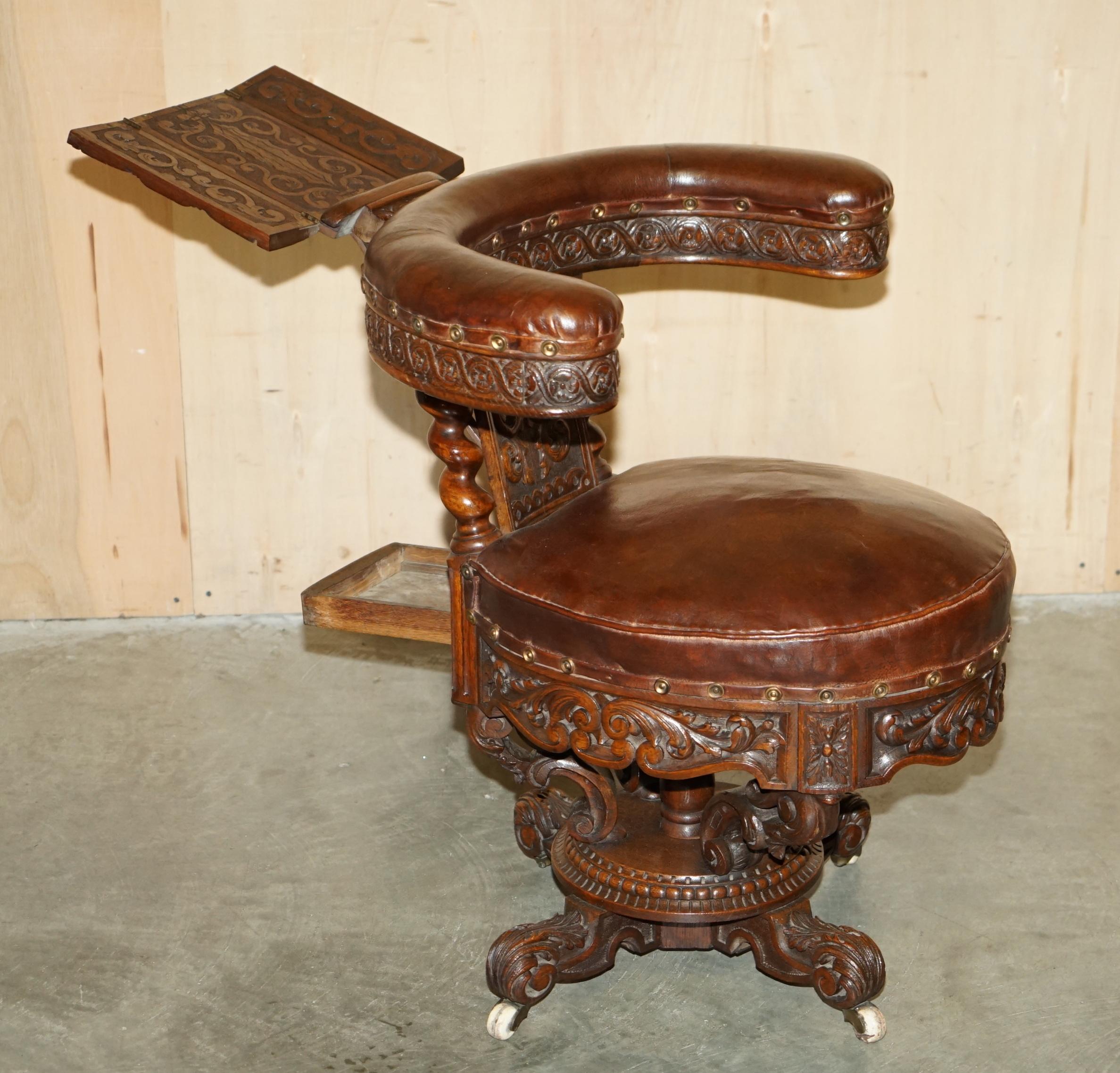 ANTIQUE HAND CARVED ENGLISH 1880 VICTORiAN COCK FIGHTING METAMORPHIC ARMCHAIR For Sale 6