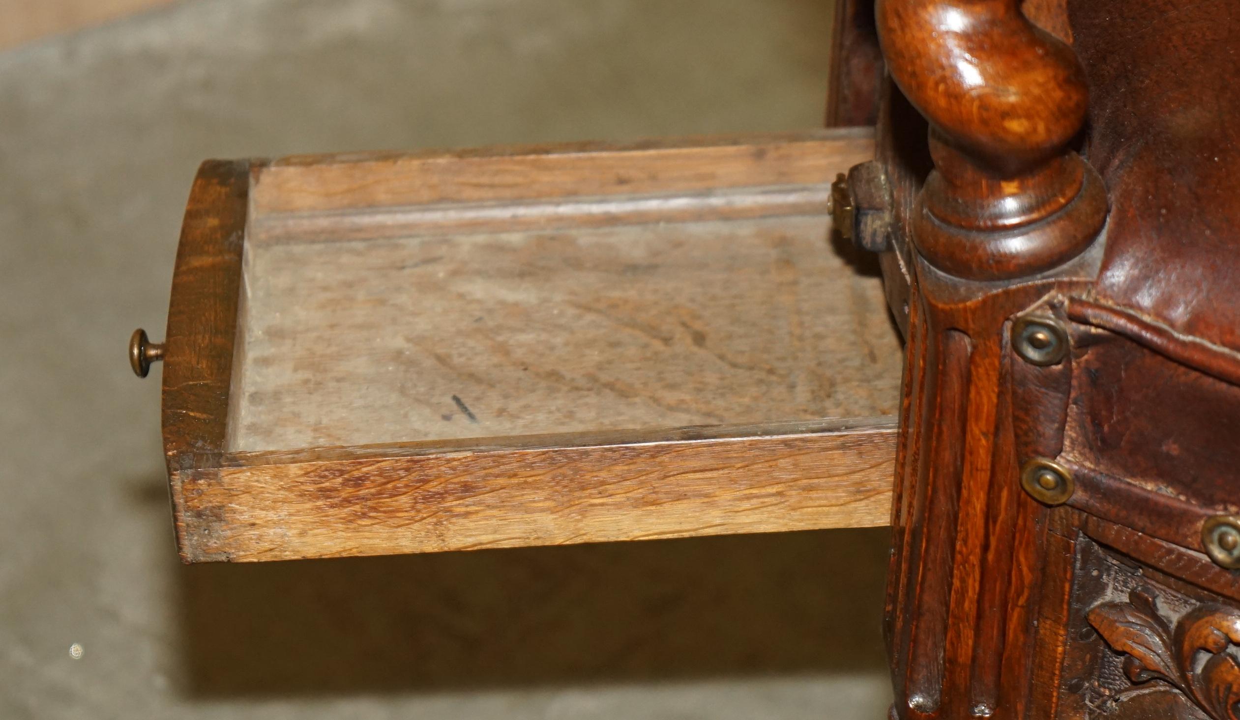 ANTIQUE HAND CARVED ENGLISH 1880 VICTORiAN COCK FIGHTING METAMORPHIC ARMCHAIR For Sale 7