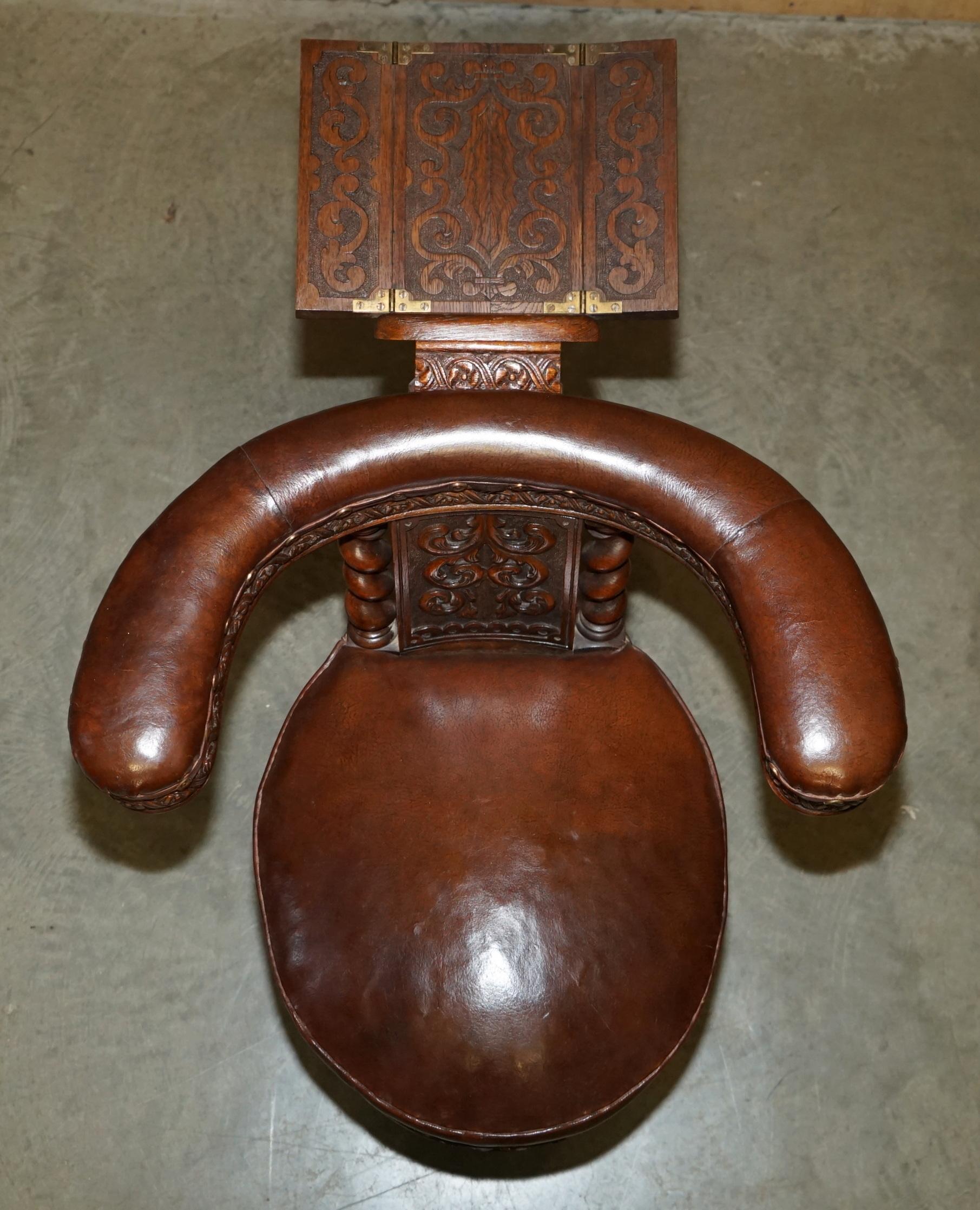 ANTIQUE HAND CARVED ENGLISH 1880 VICTORiAN COCK FIGHTING METAMORPHIC ARMCHAIR For Sale 8
