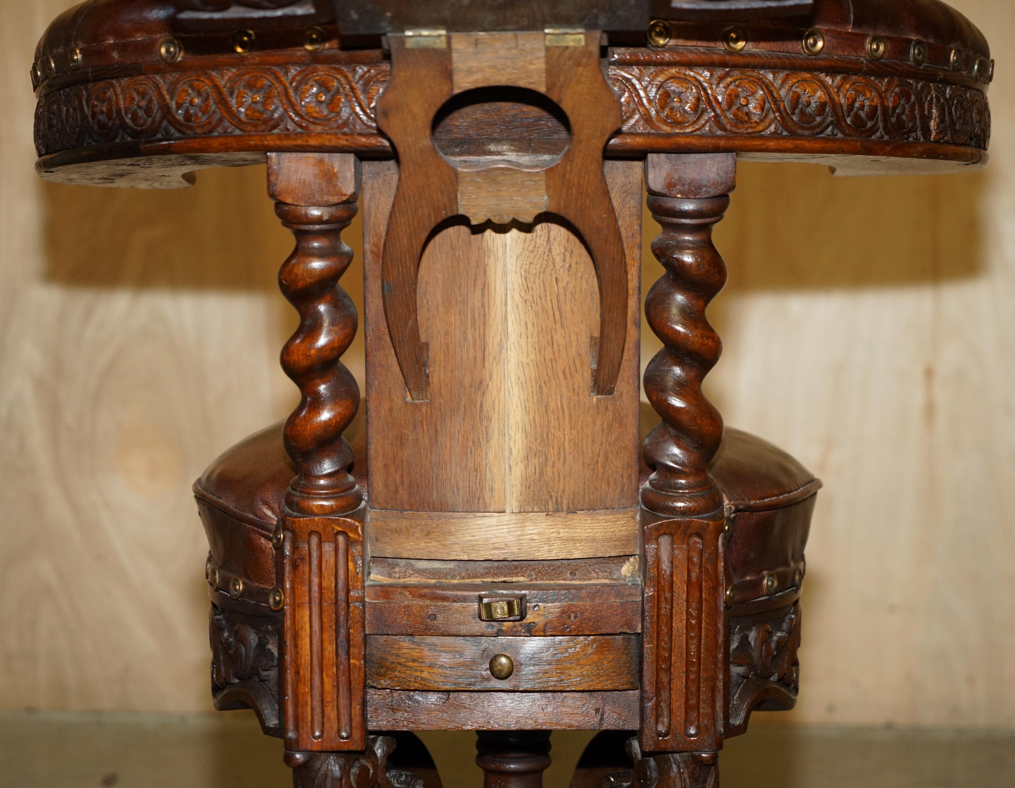 ANTIQUE HAND CARVED ENGLISH 1880 VICTORiAN COCK FIGHTING METAMORPHIC ARMCHAIR For Sale 12