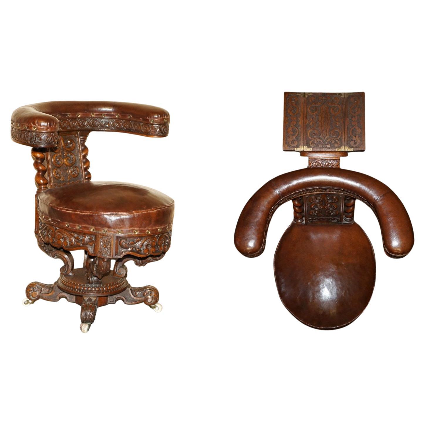 ANTIQUE HAND CARVED ENGLISH 1880 VICTORiAN COCK FIGHTING METAMORPHIC ARMCHAIR