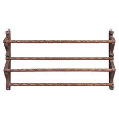 Antique Hand-Carved English Oak Plate Rack