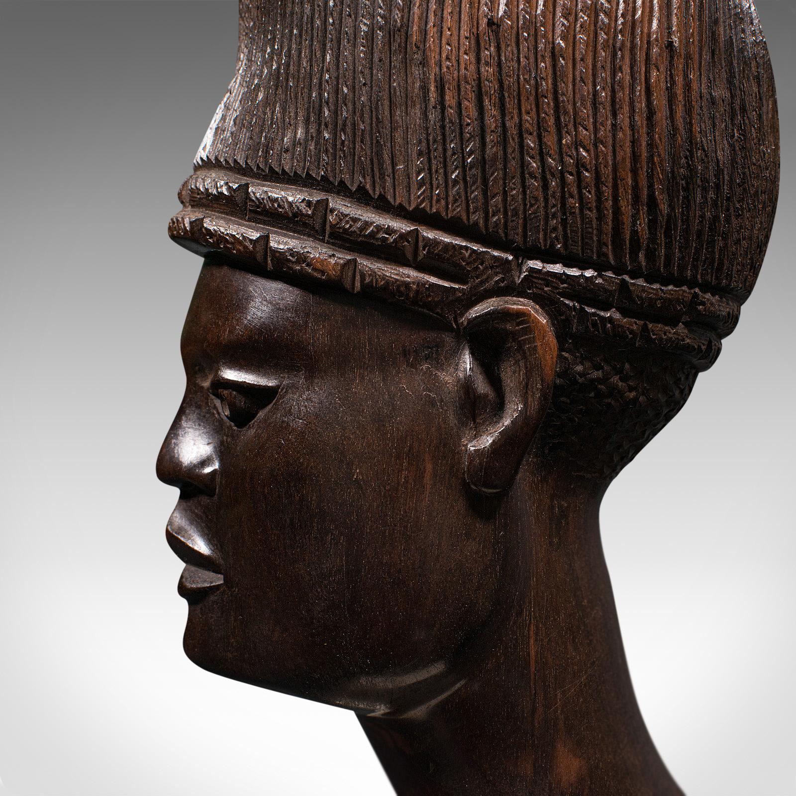 Antique Hand Carved Female Bust, African, Ebony, Ornamental Figure, Circa 1900 6