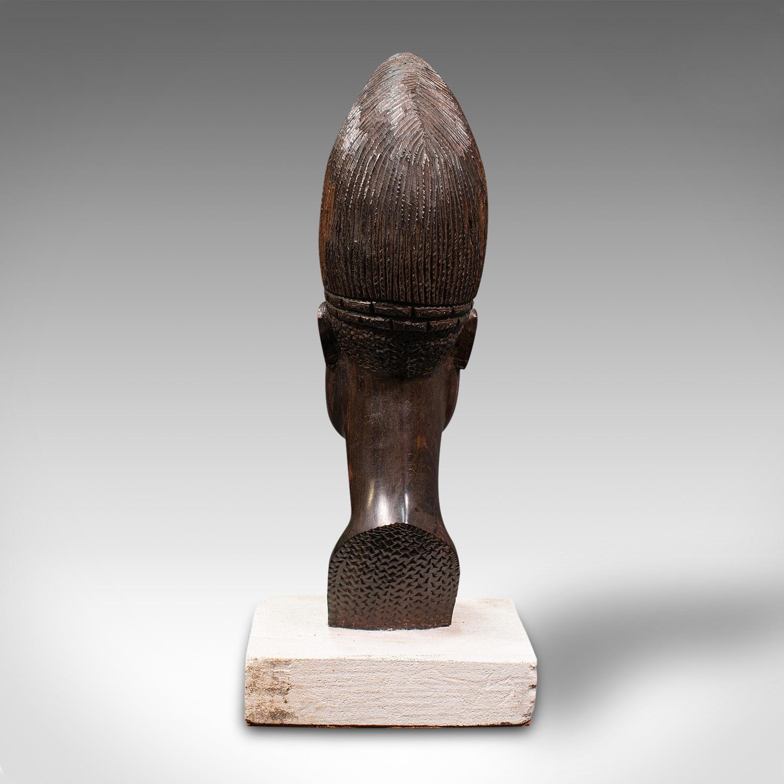 Antique Hand Carved Female Bust, African, Ebony, Ornamental Figure, Circa 1900 2