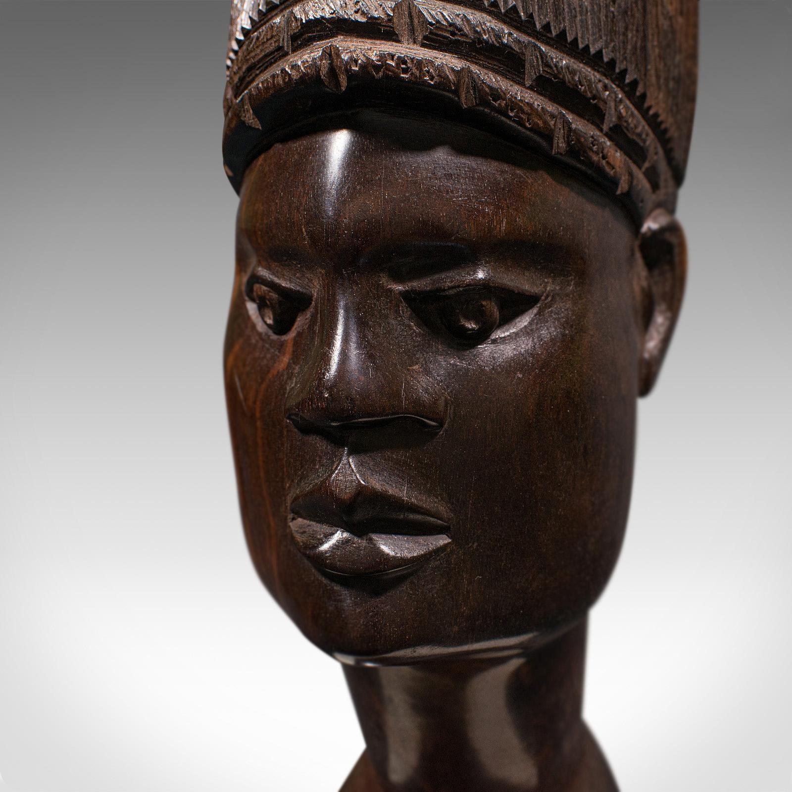 Antique Hand Carved Female Bust, African, Ebony, Ornamental Figure, Circa 1900 5