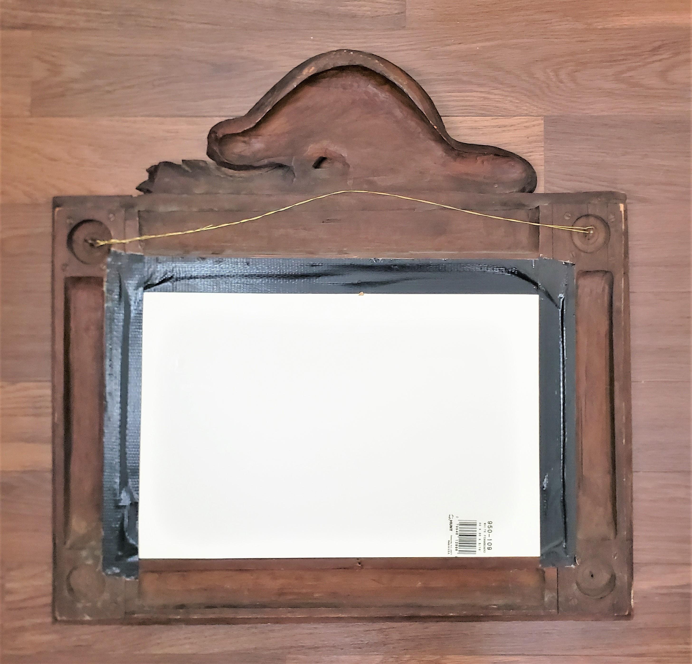 Photo ou cadre de miroir ancien d'art populaire sculpté à la main avec castor et feuilles en vente 3
