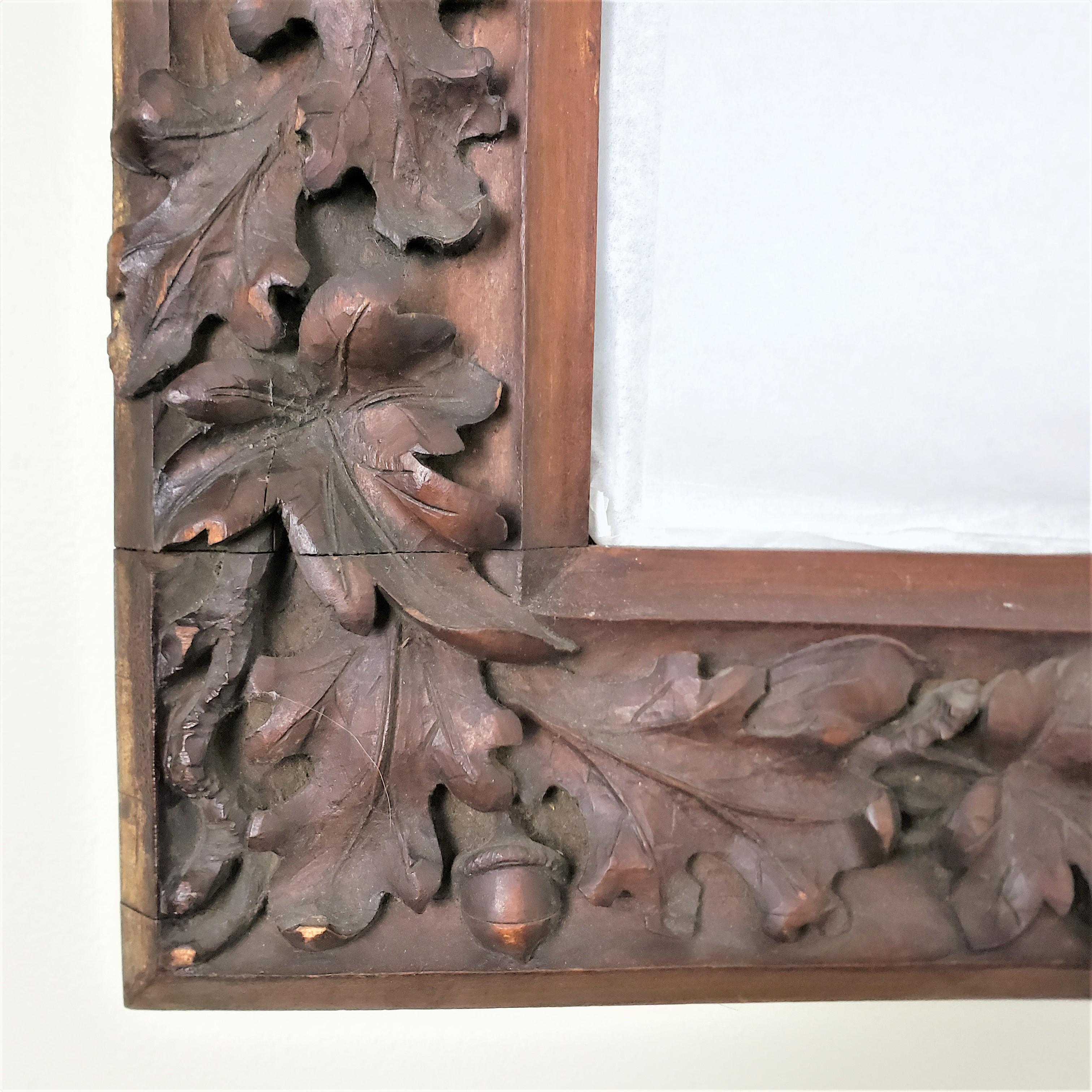19th Century Antique Hand-Carved Folk Art Picture or Mirror Frame with Beaver & Leaves For Sale